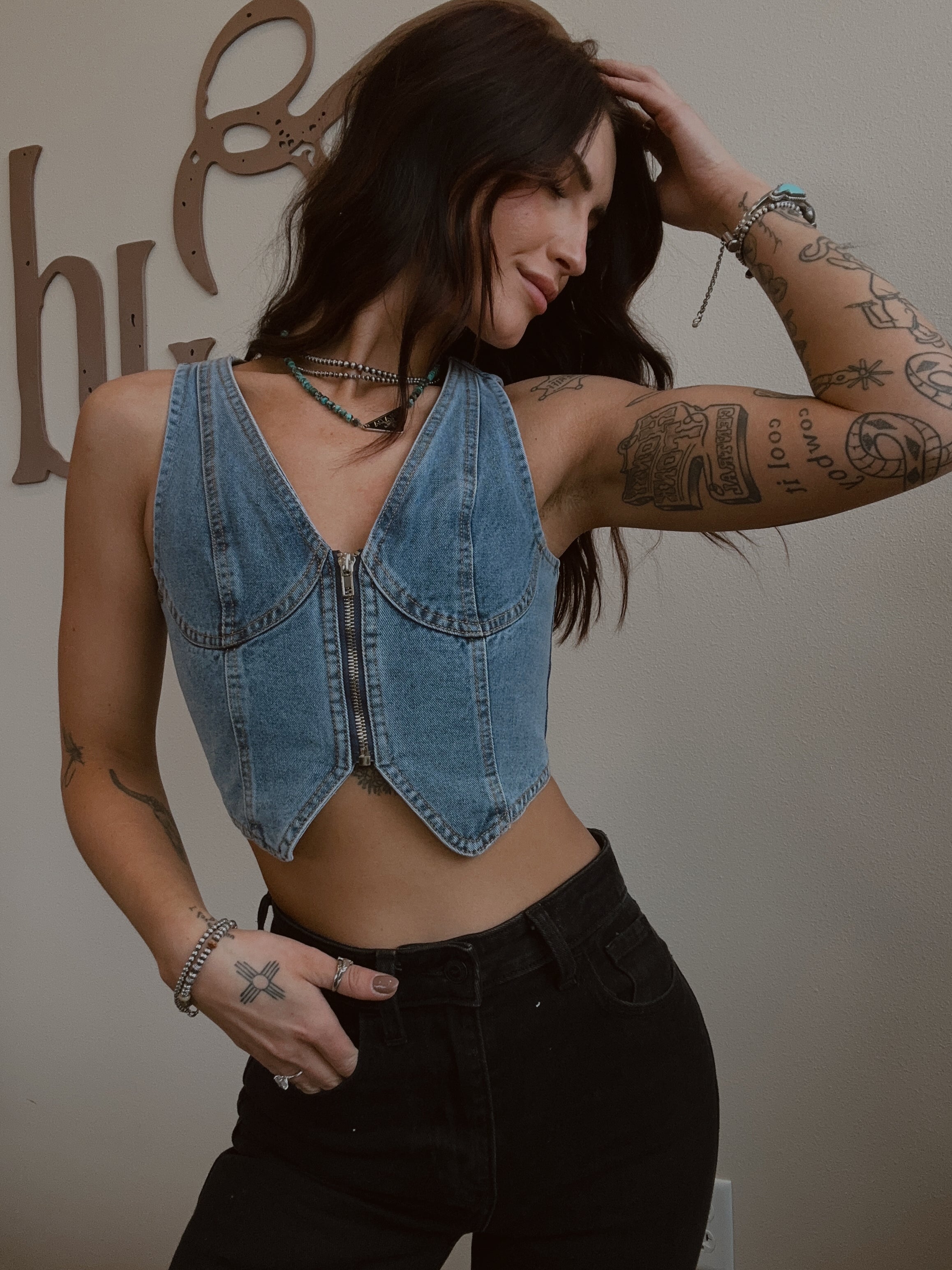 Zip Denim Vest