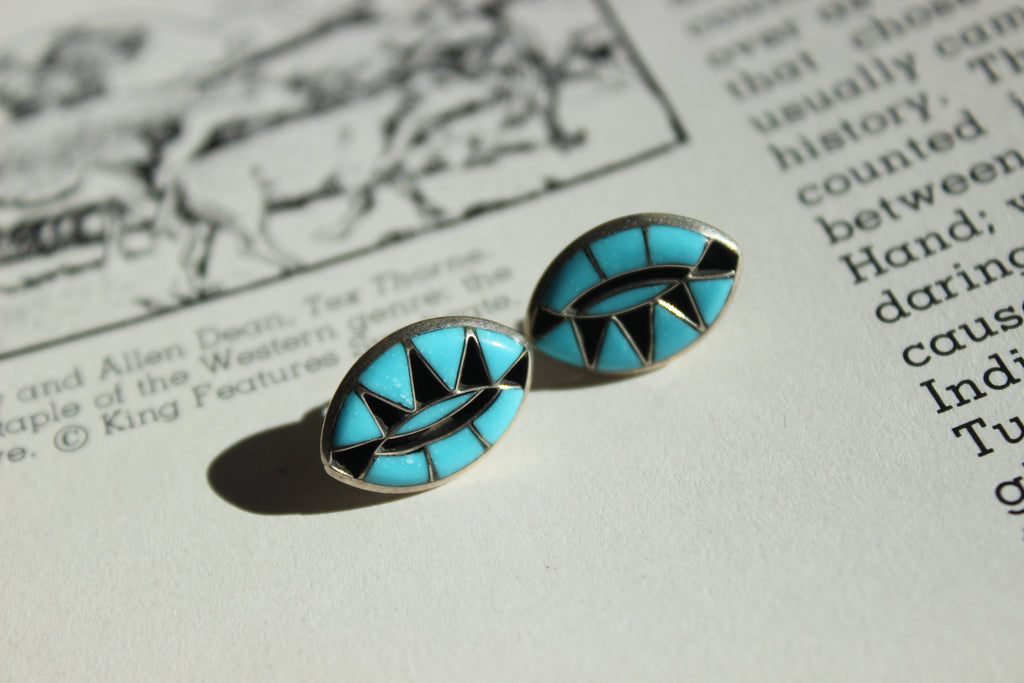 Turquoise Inlay Stud Earrings