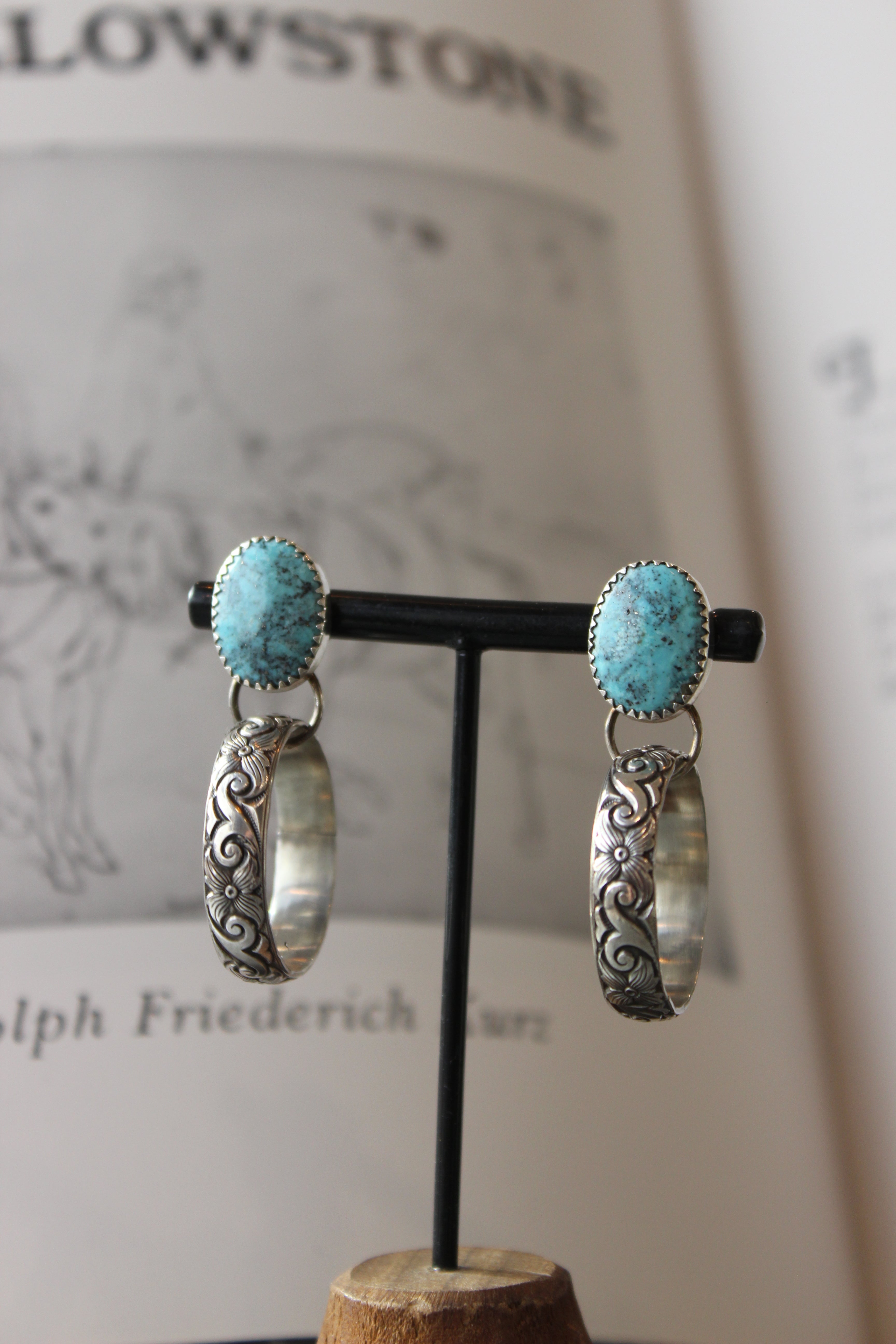 Turquoise Floral Band Hoops