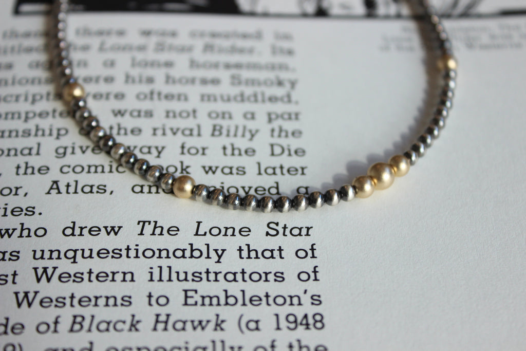 Gold Navajo Pearl 3mm-5mm Beaded Necklace