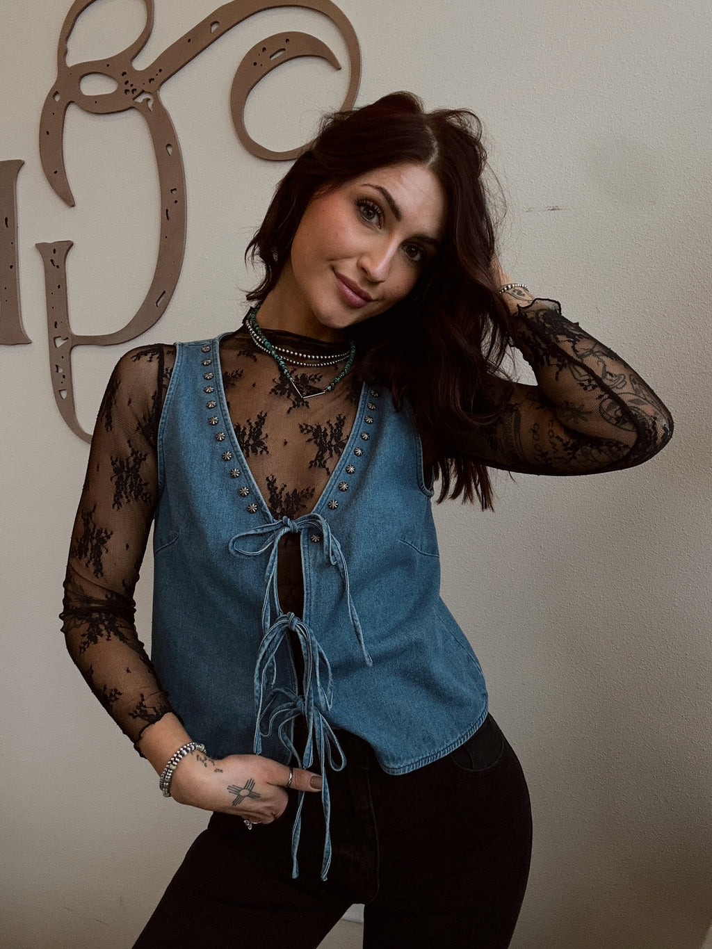 Western Stud Tie Vest