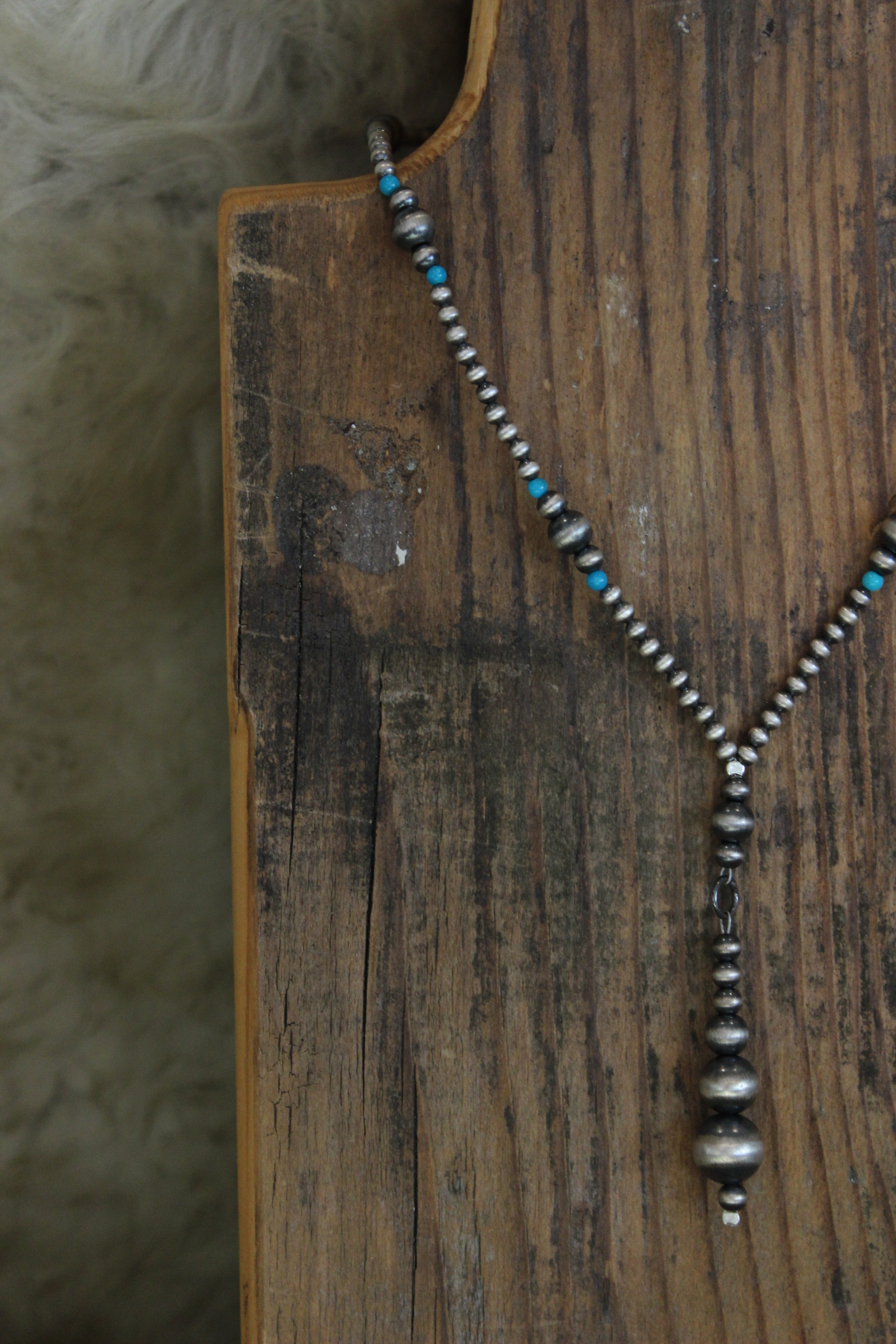 Graduating Sterling and Turquoise Lariat