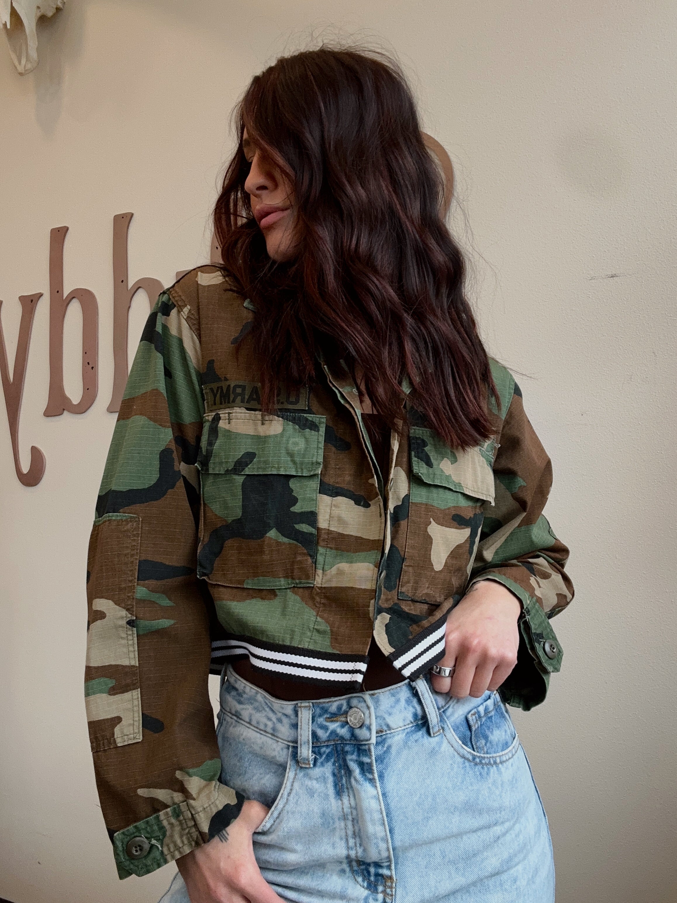 Up-cycled Cropped Army Jacket