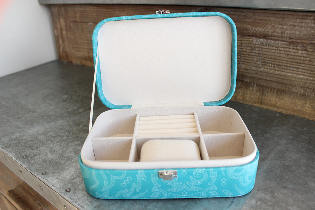 Teal Boot Stitch Jewelry Case