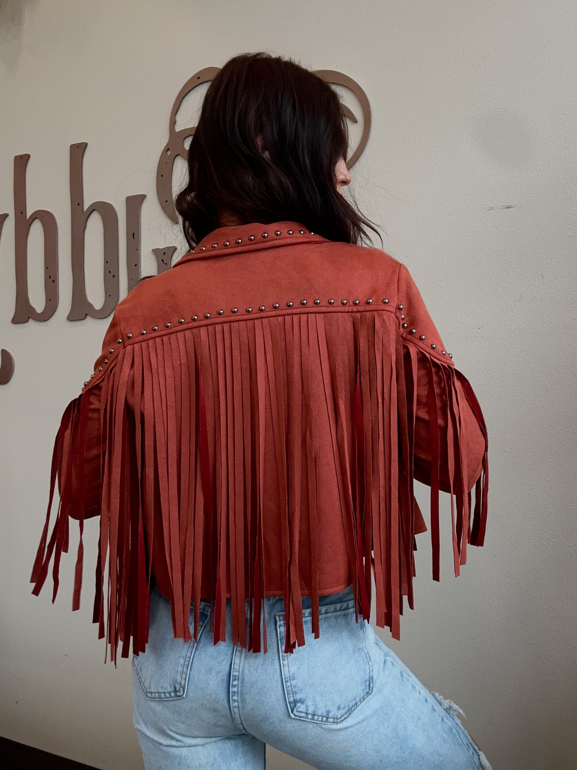 Rust Suede Fringe Jacket