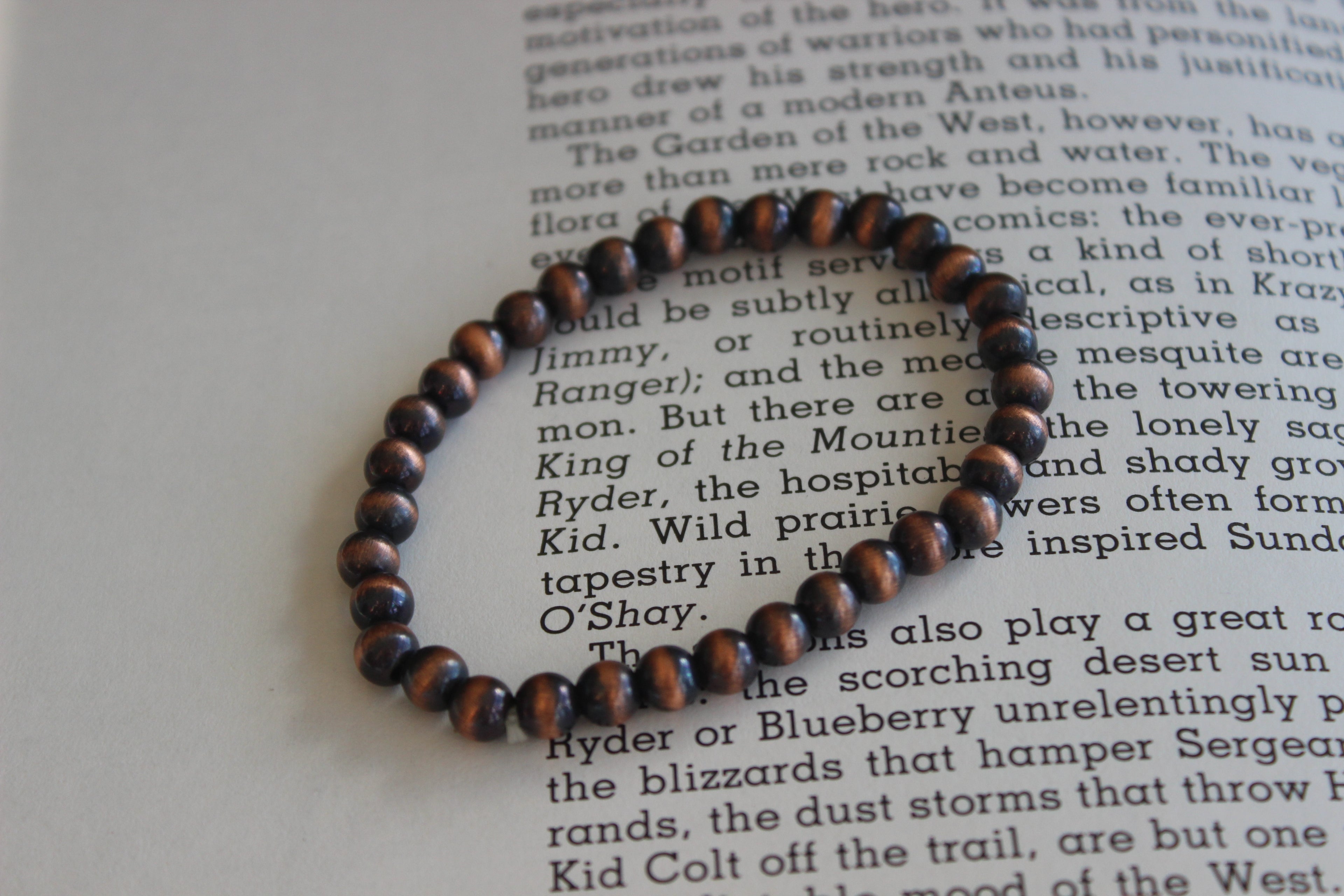 Small Copper Beaded Stretch Bracelet