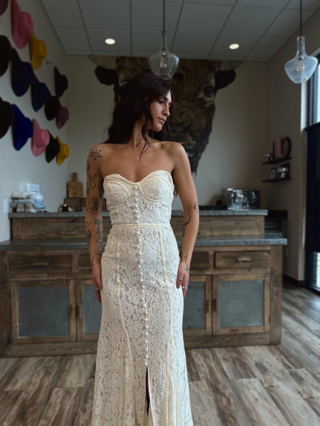 Strapless Lace Dress