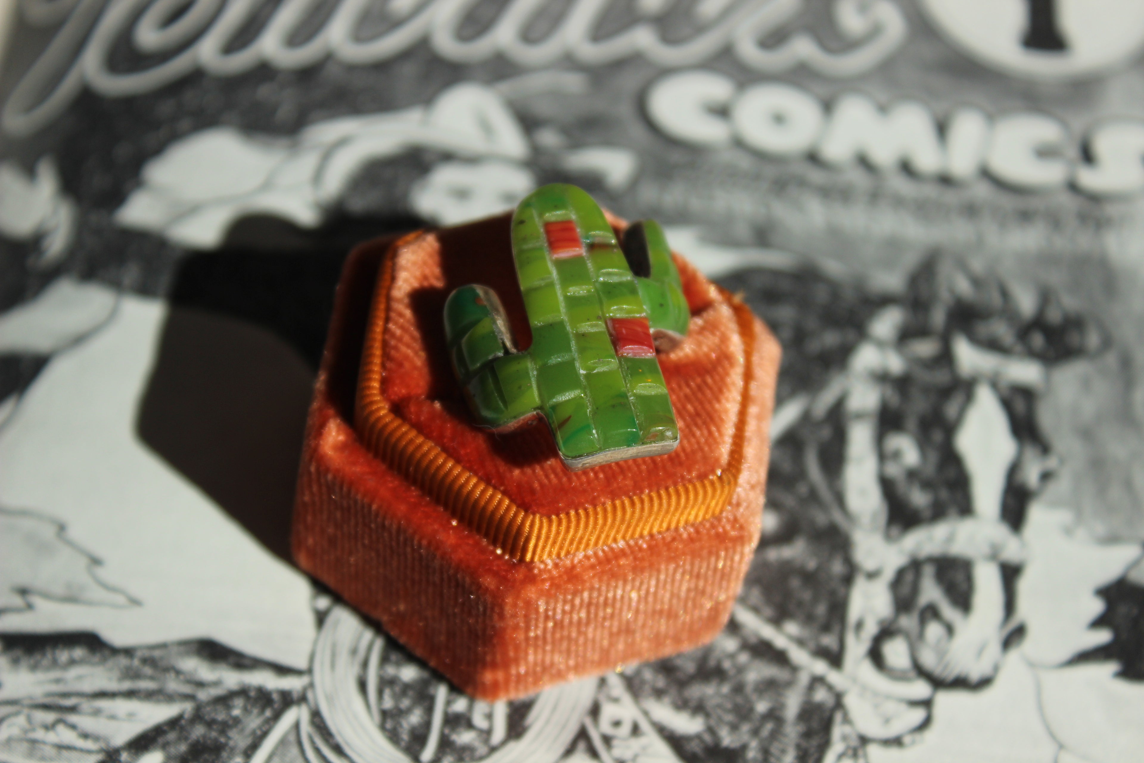 Stone Inlay Cactus Ring