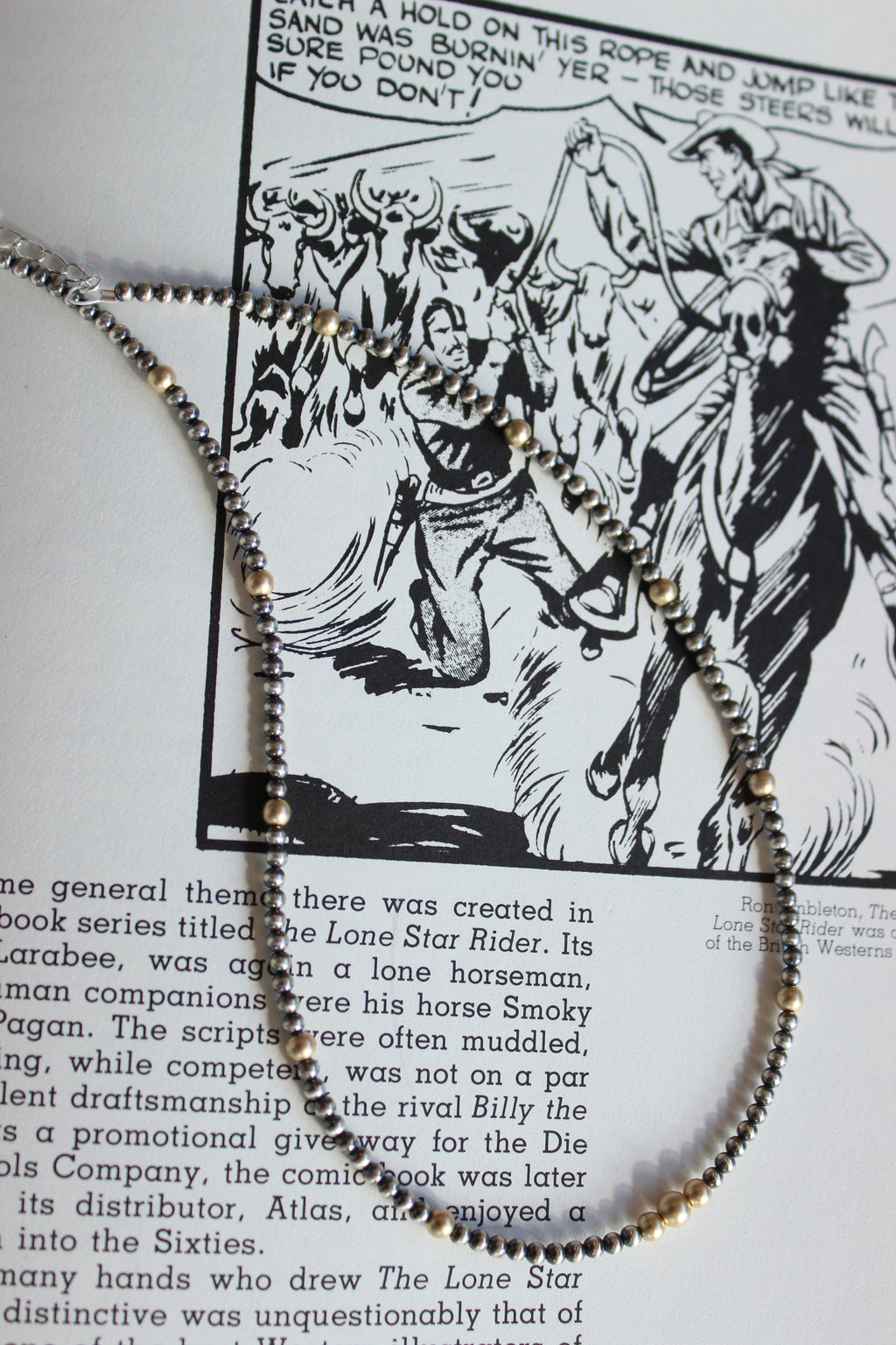 Gold Navajo Pearl 3mm-5mm Beaded Necklace