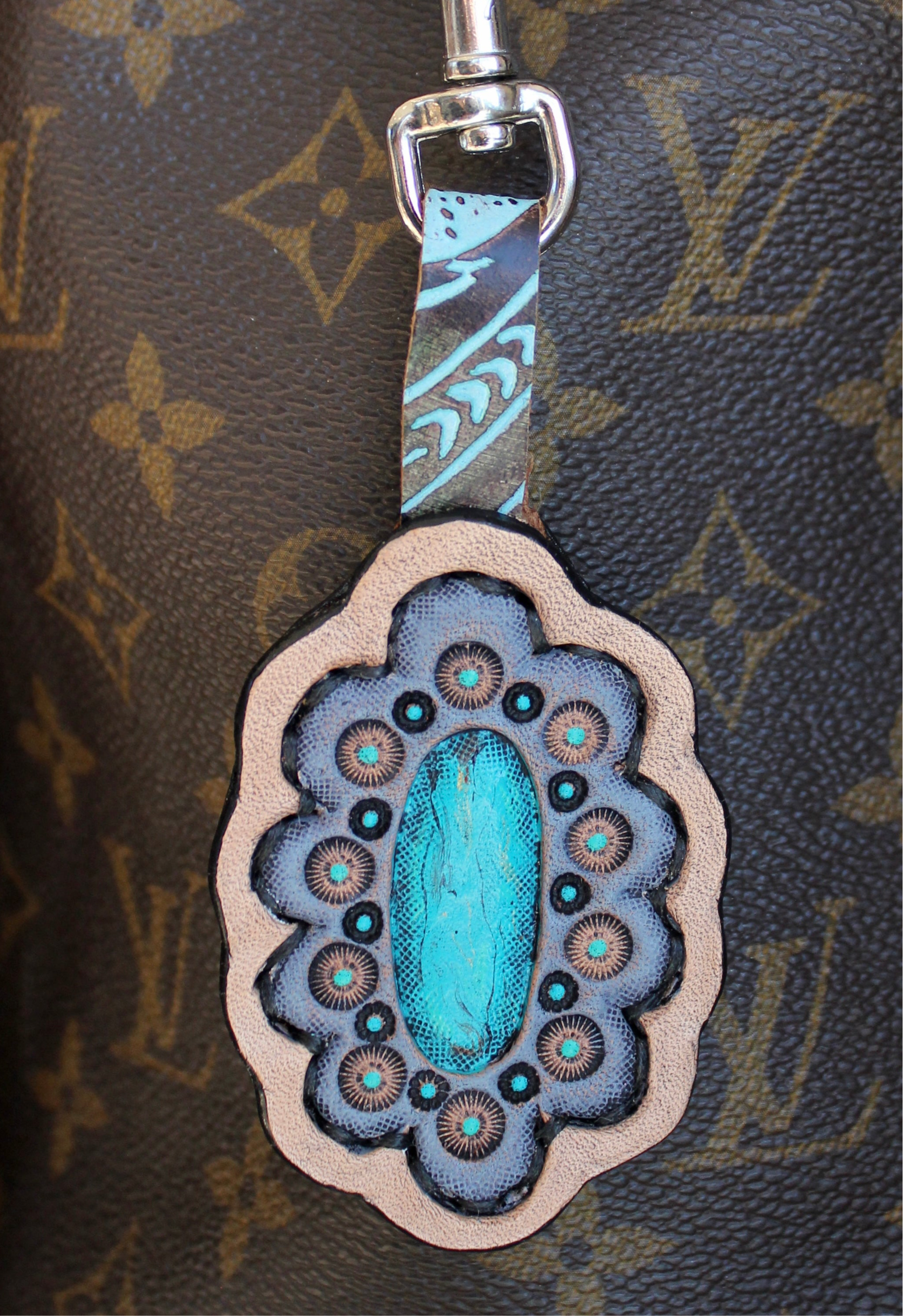 Leather Purse Charm Turquoise