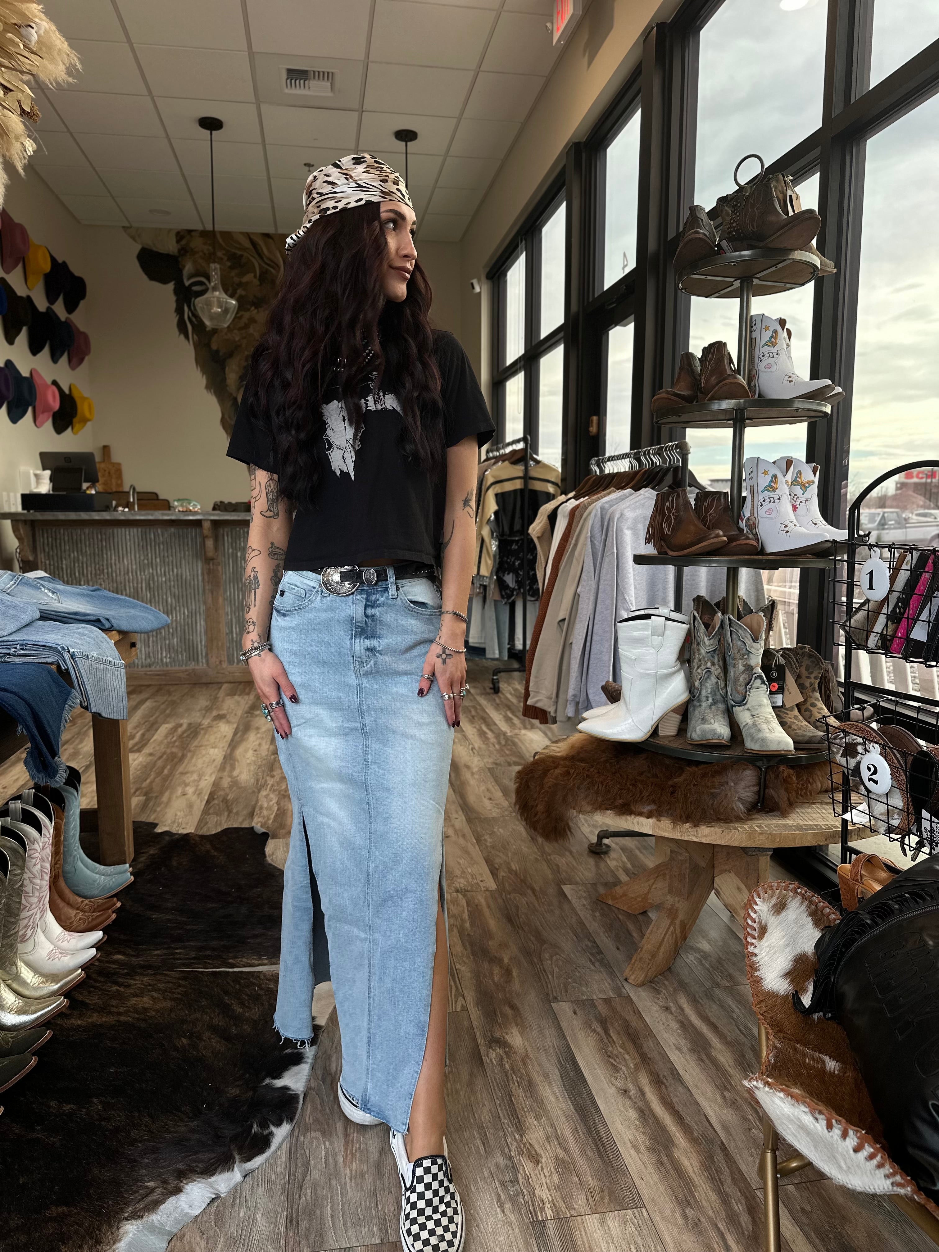 Kancan Denim Maxi Skirt