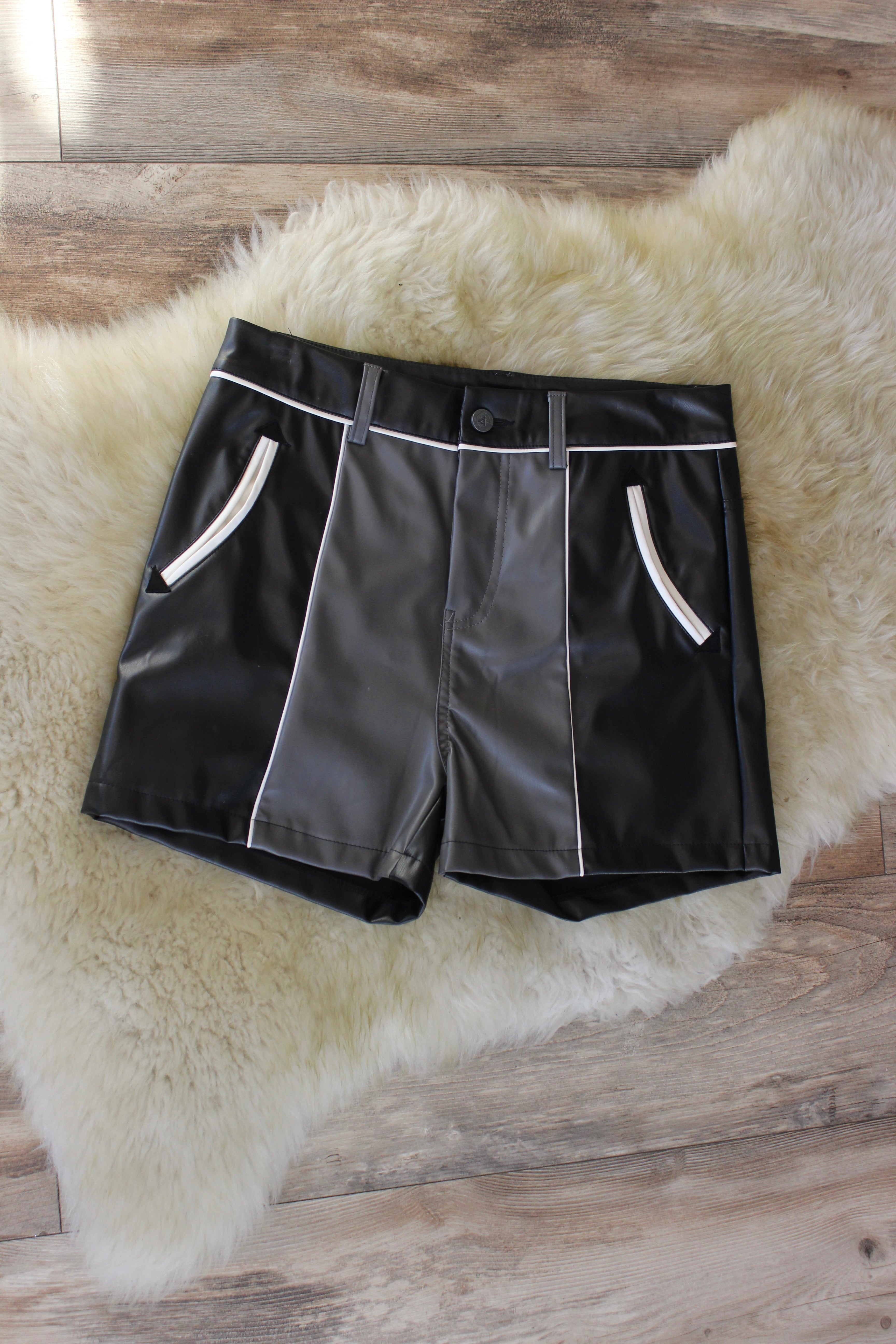 Two Tone Leather Shorts