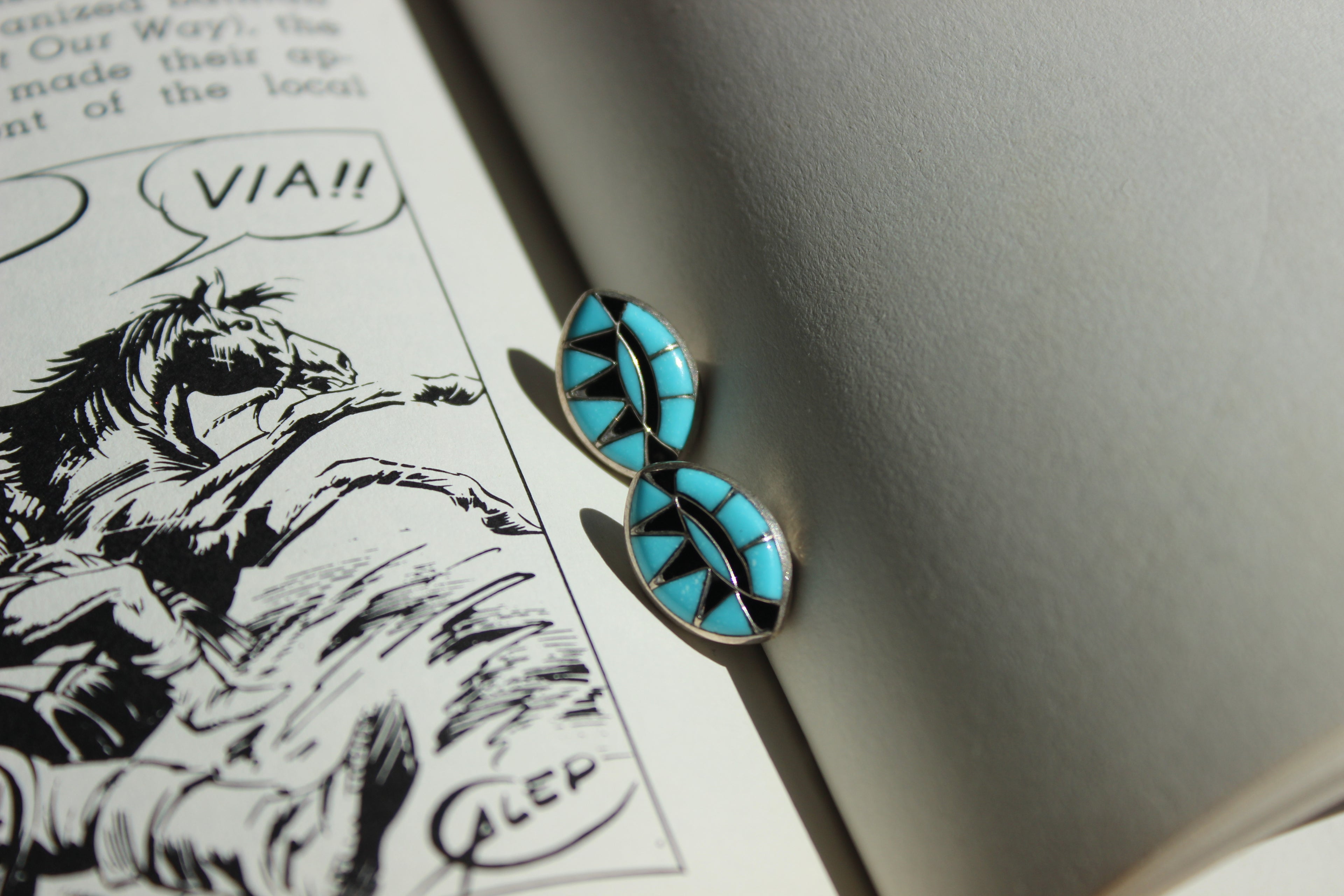 Turquoise Inlay Stud Earrings