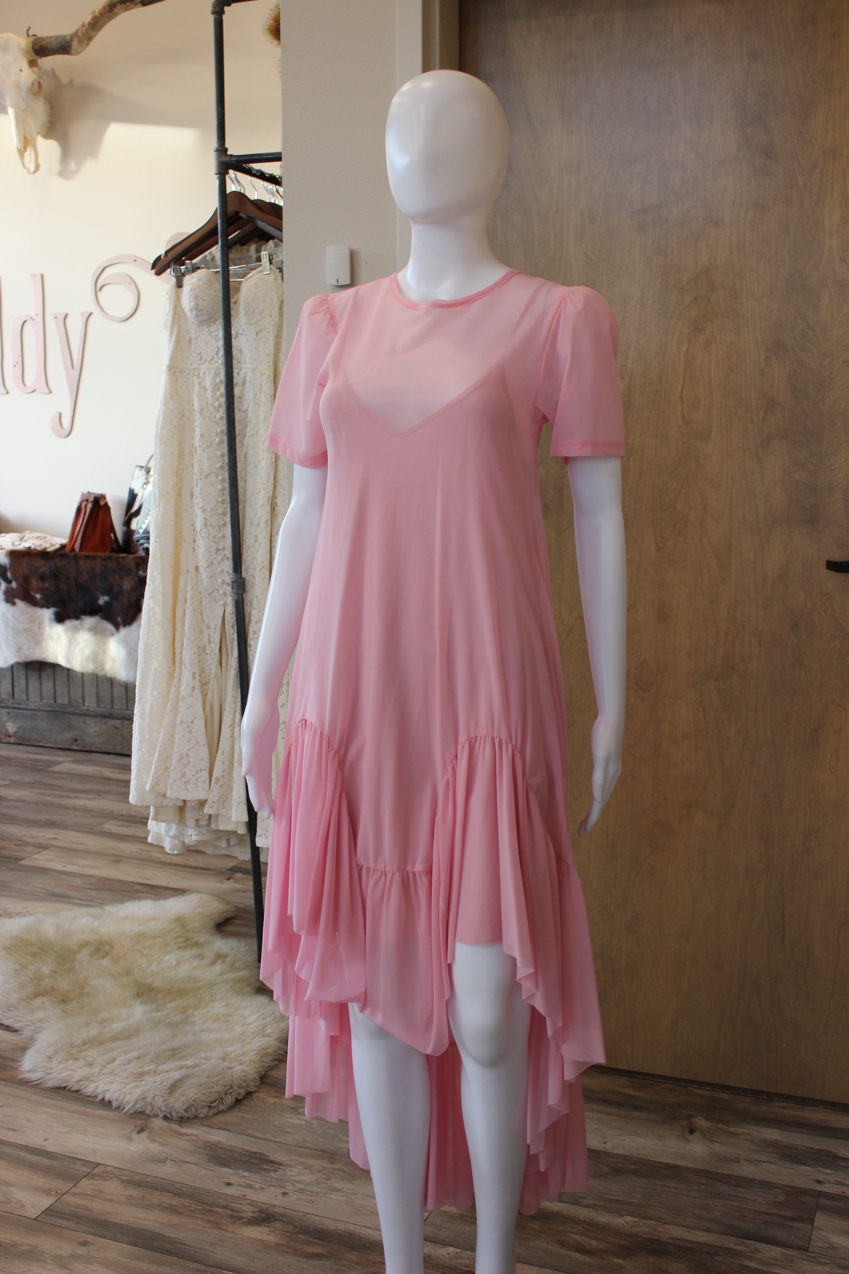 Layered Pink Mesh Dress