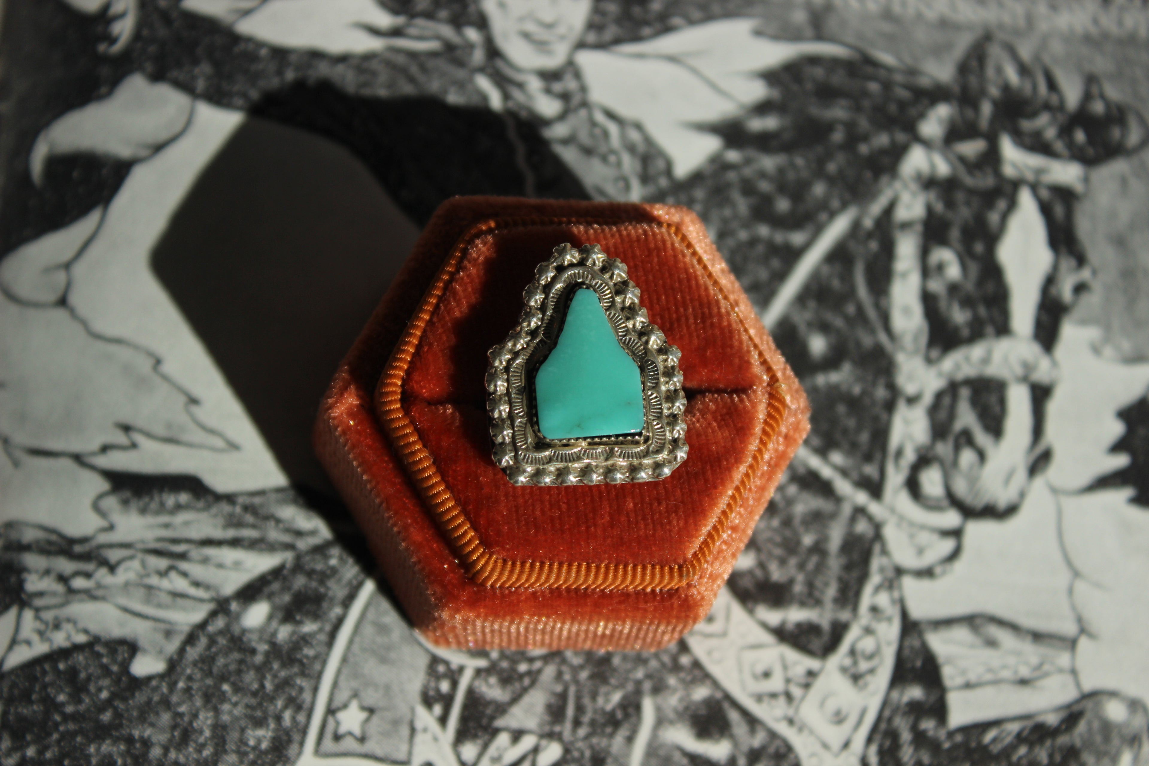 Turquoise Cow Tag Ring