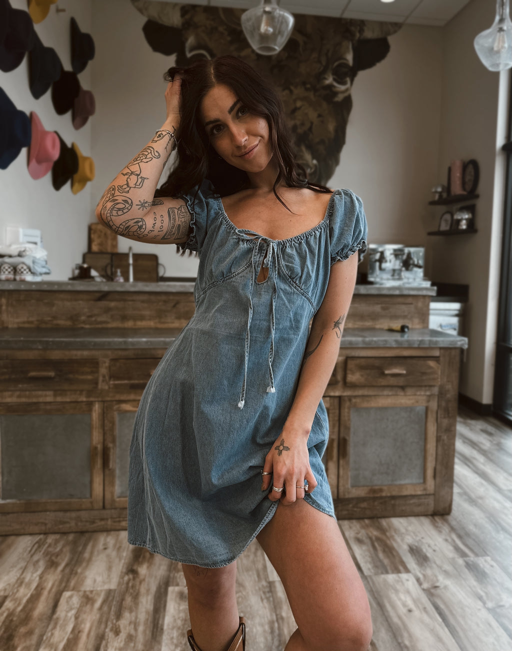Denim Puff Sleeve Dress