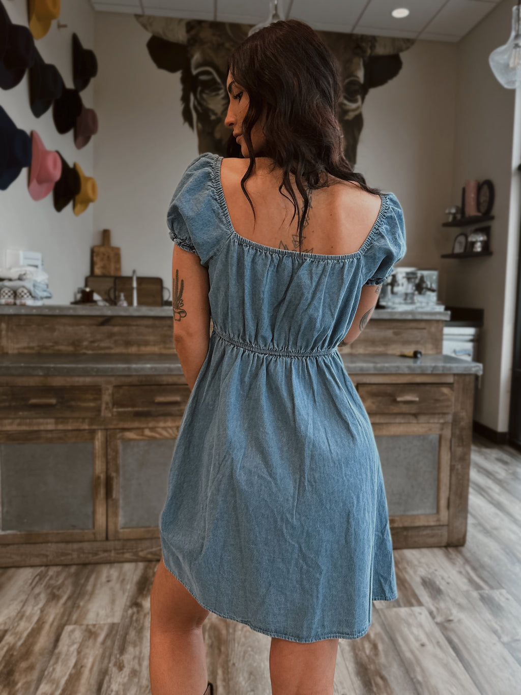 Denim Puff Sleeve Dress