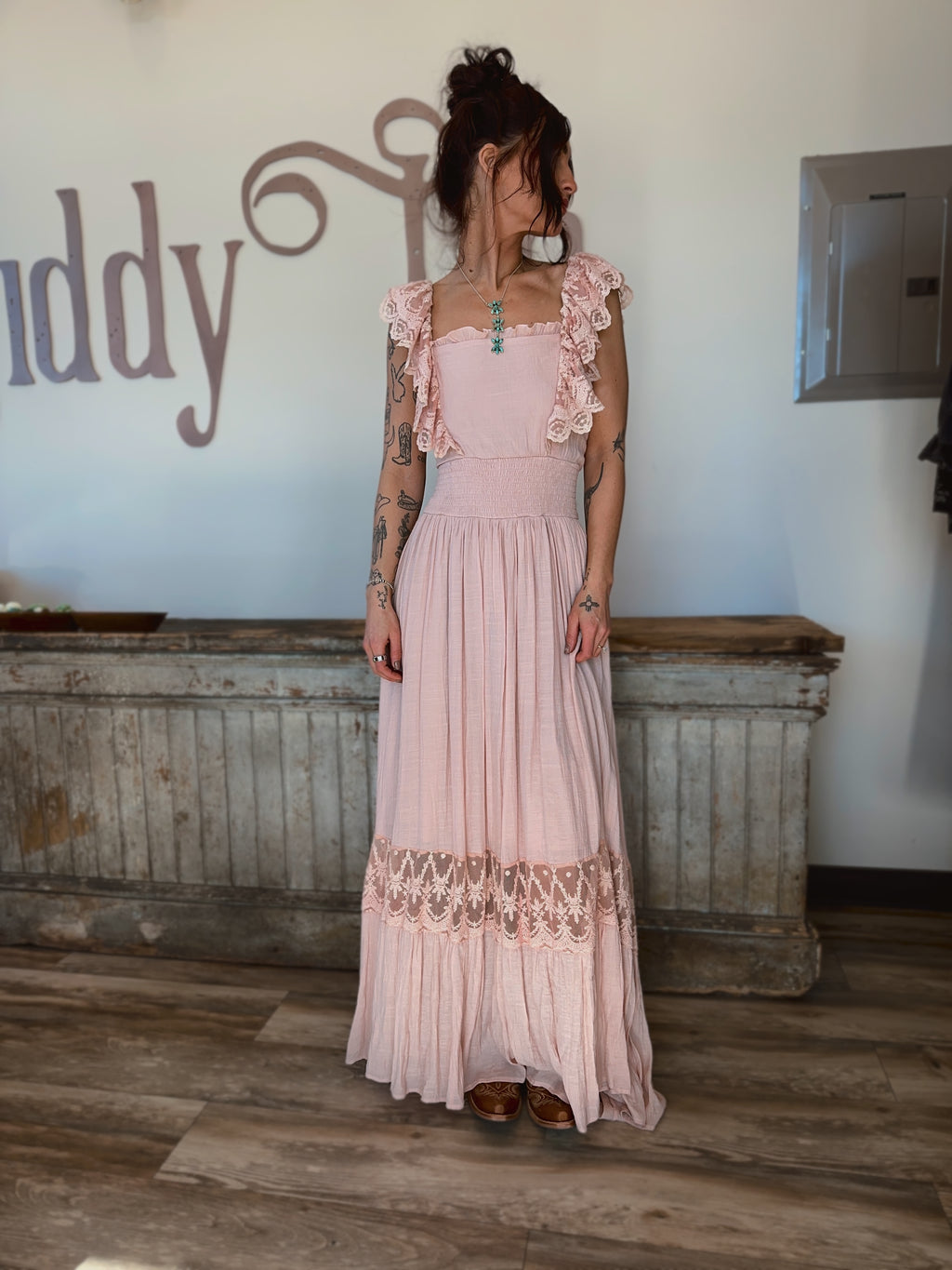 Linen Blush Maxi Dress