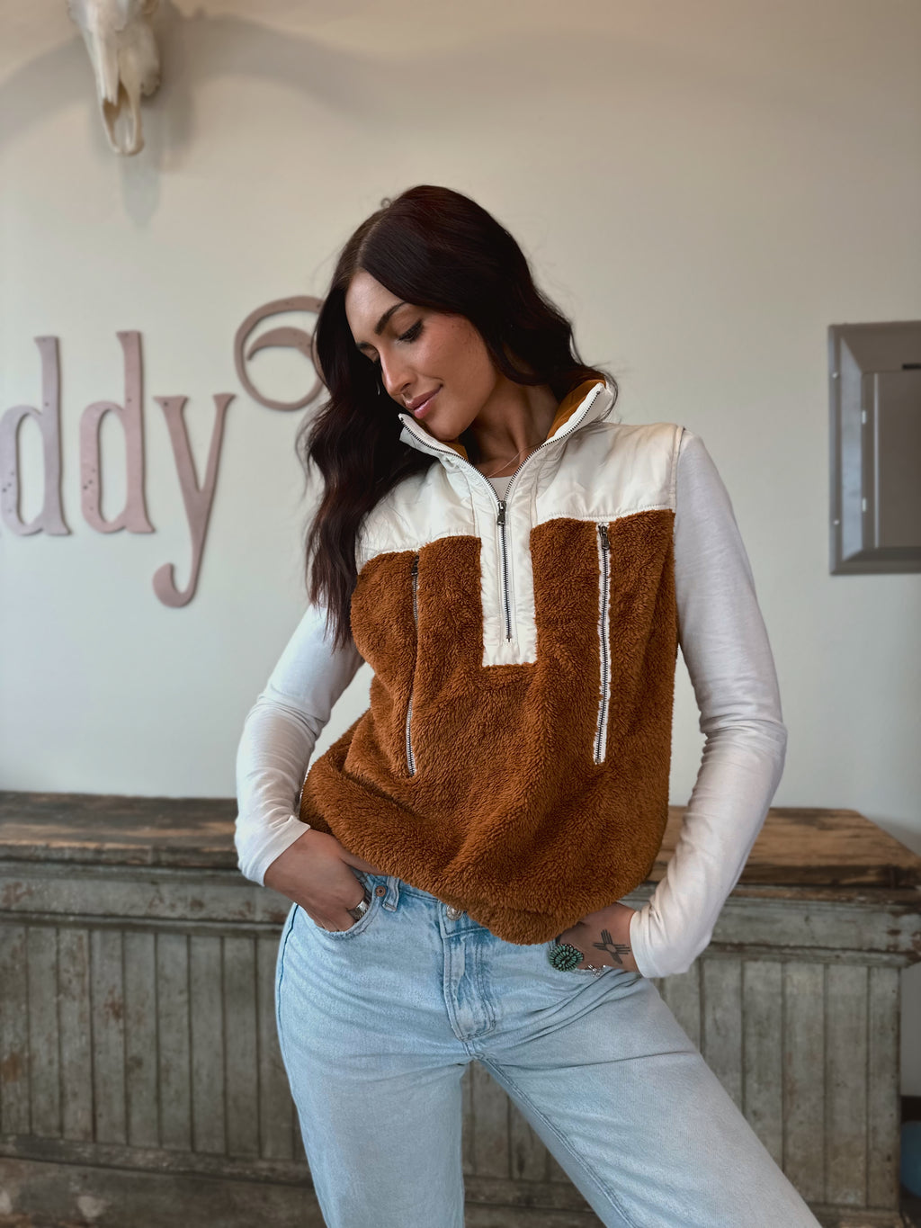 Patchwork Sherpa Vest