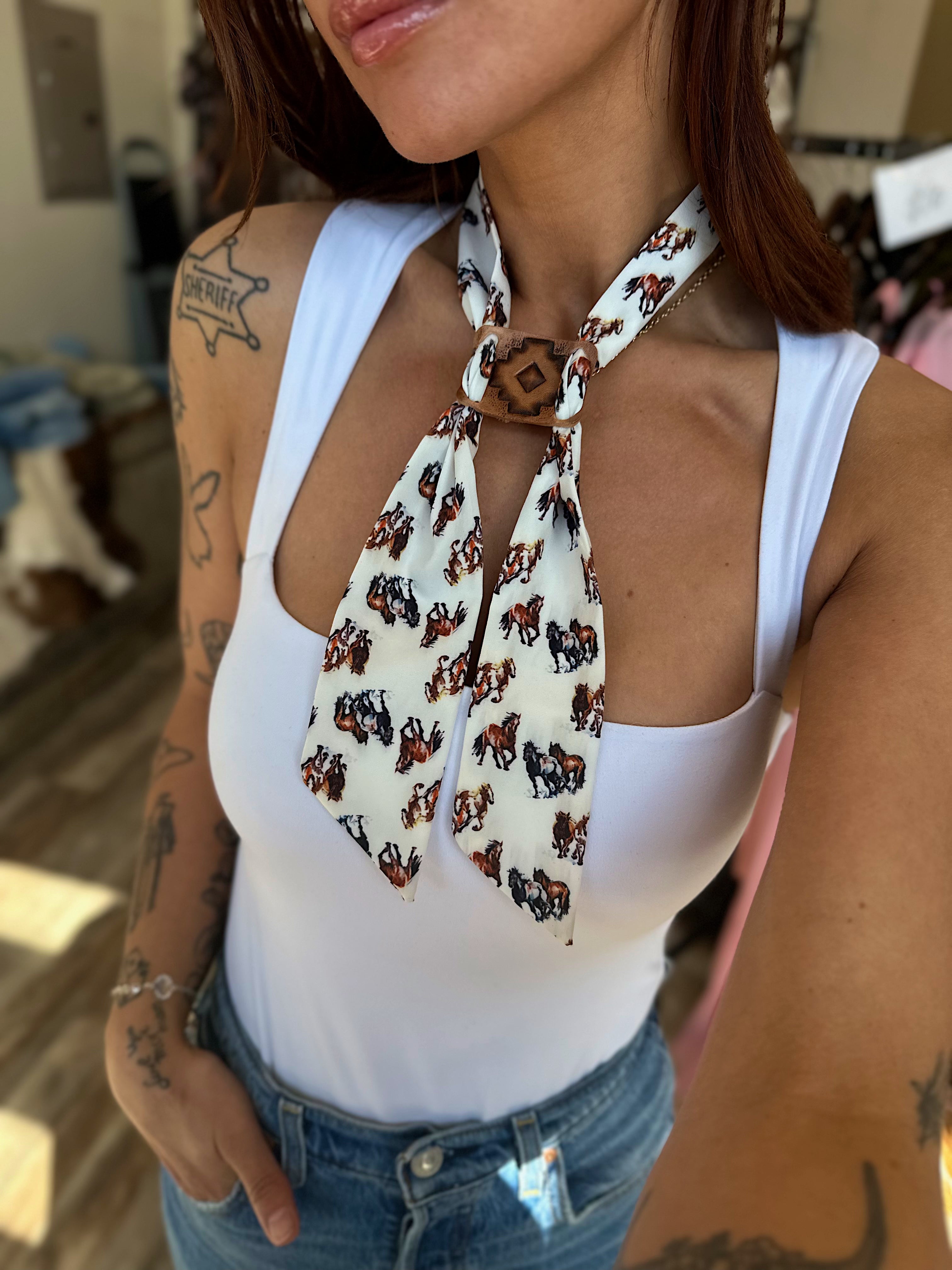 Leather Scarf Slide + Scarf