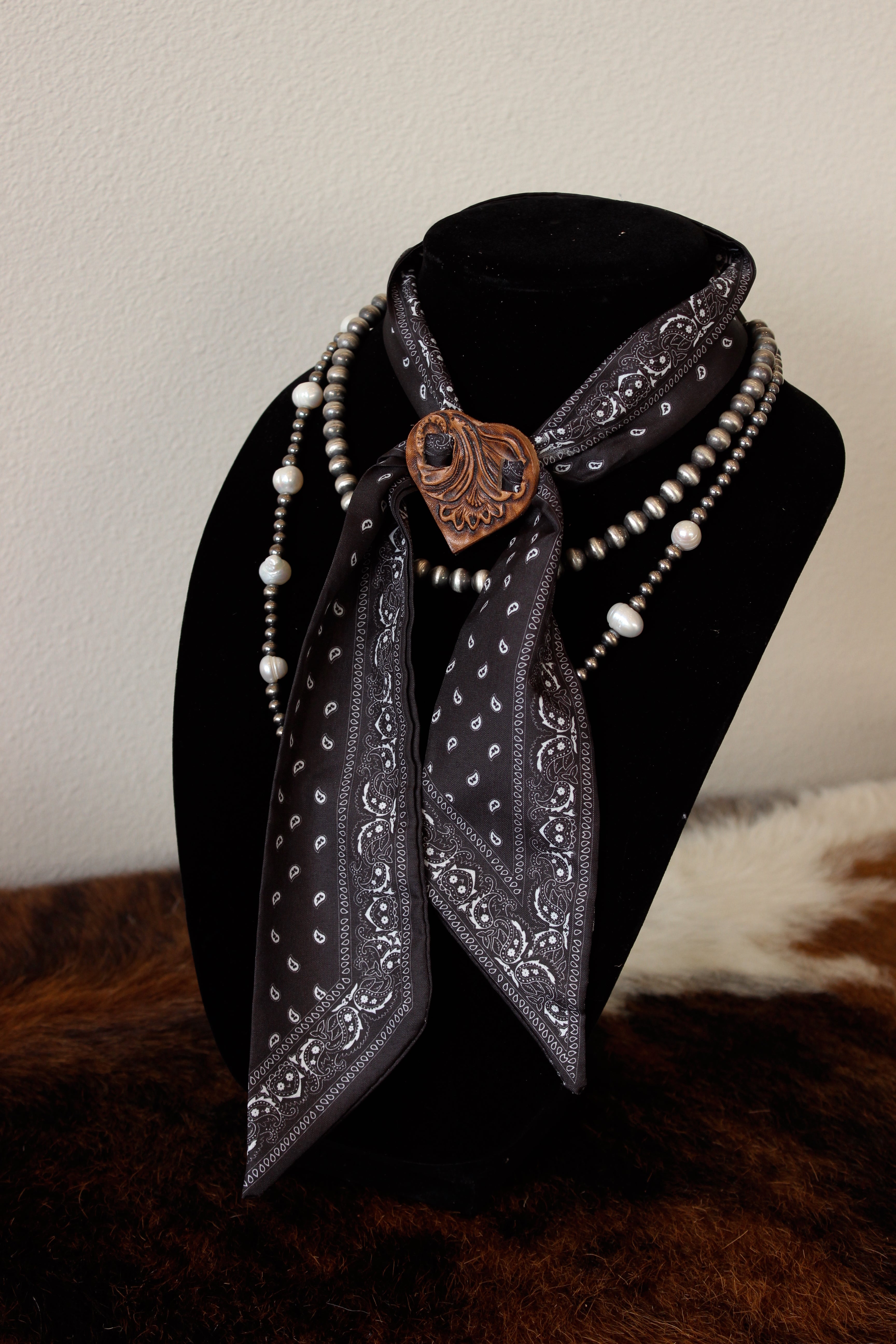 Leather Scarf Slide + Scarf