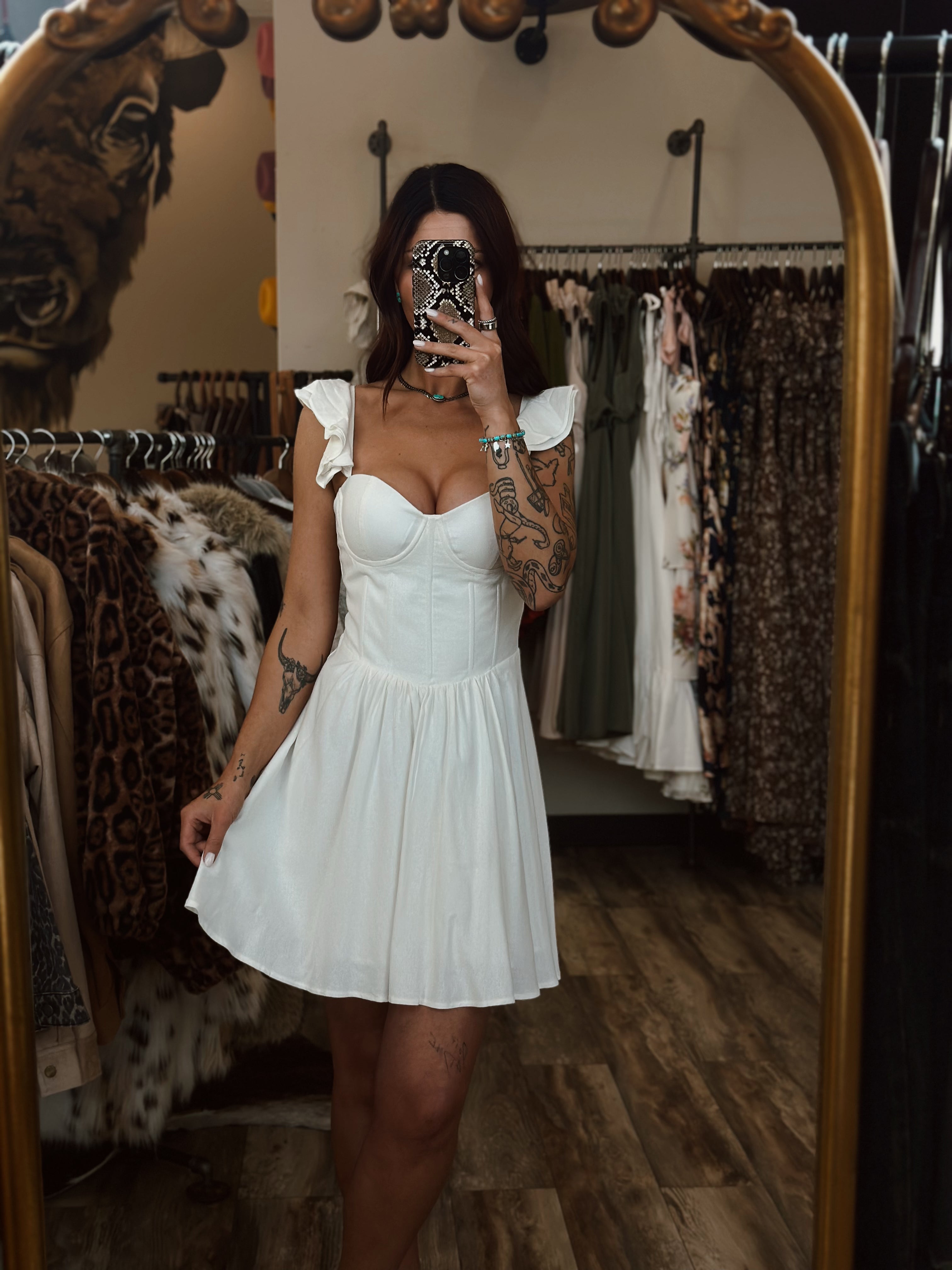 Corset Flutter Mini Dress