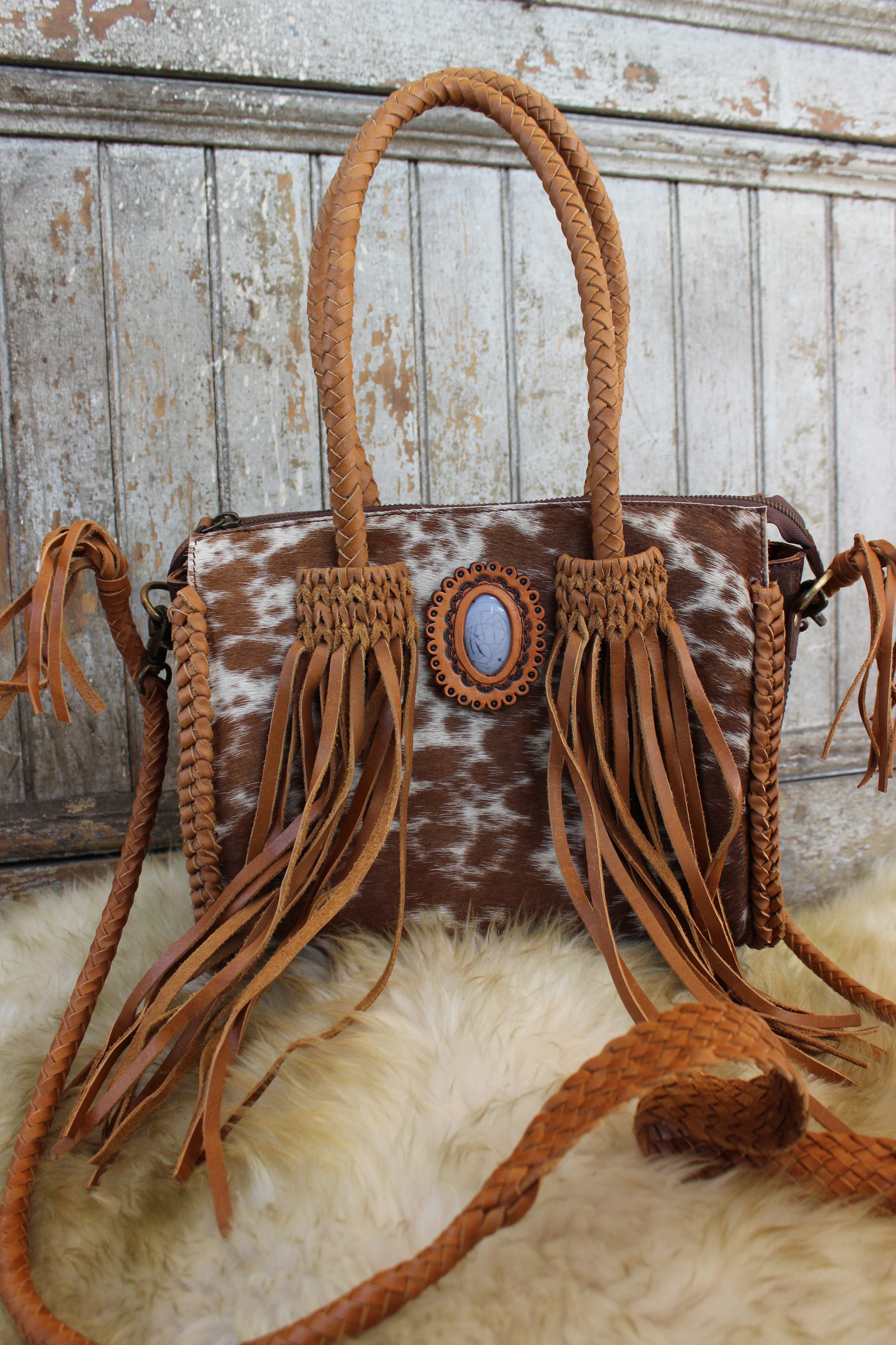 Hide Leather Fringe Purse