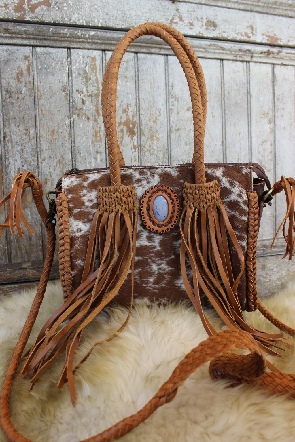 Hide Leather Fringe Purse