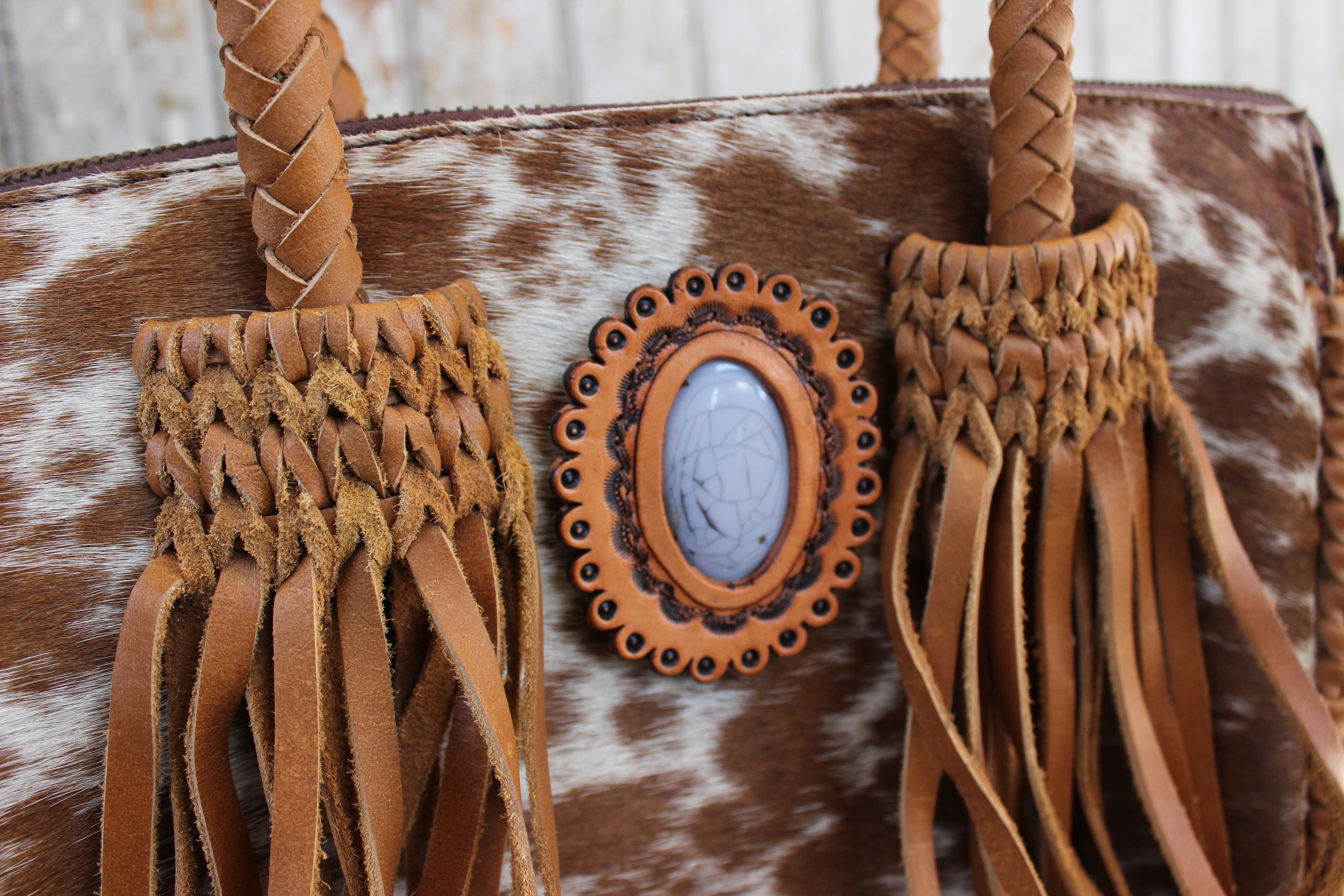 Hide Leather Fringe Purse