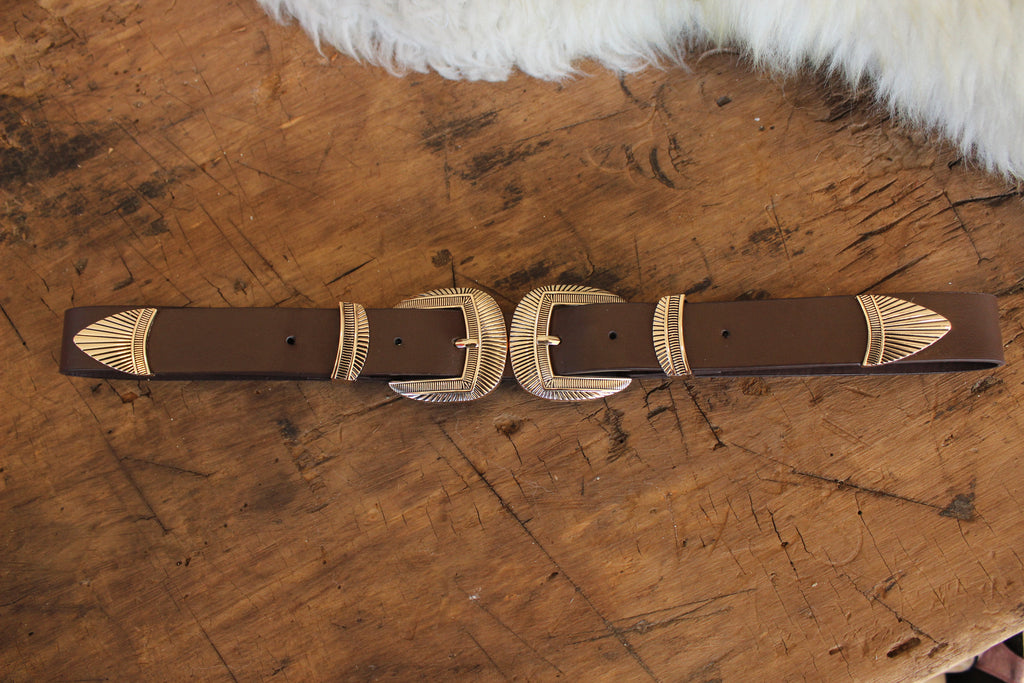 Double Buckle Faux Leather Belt