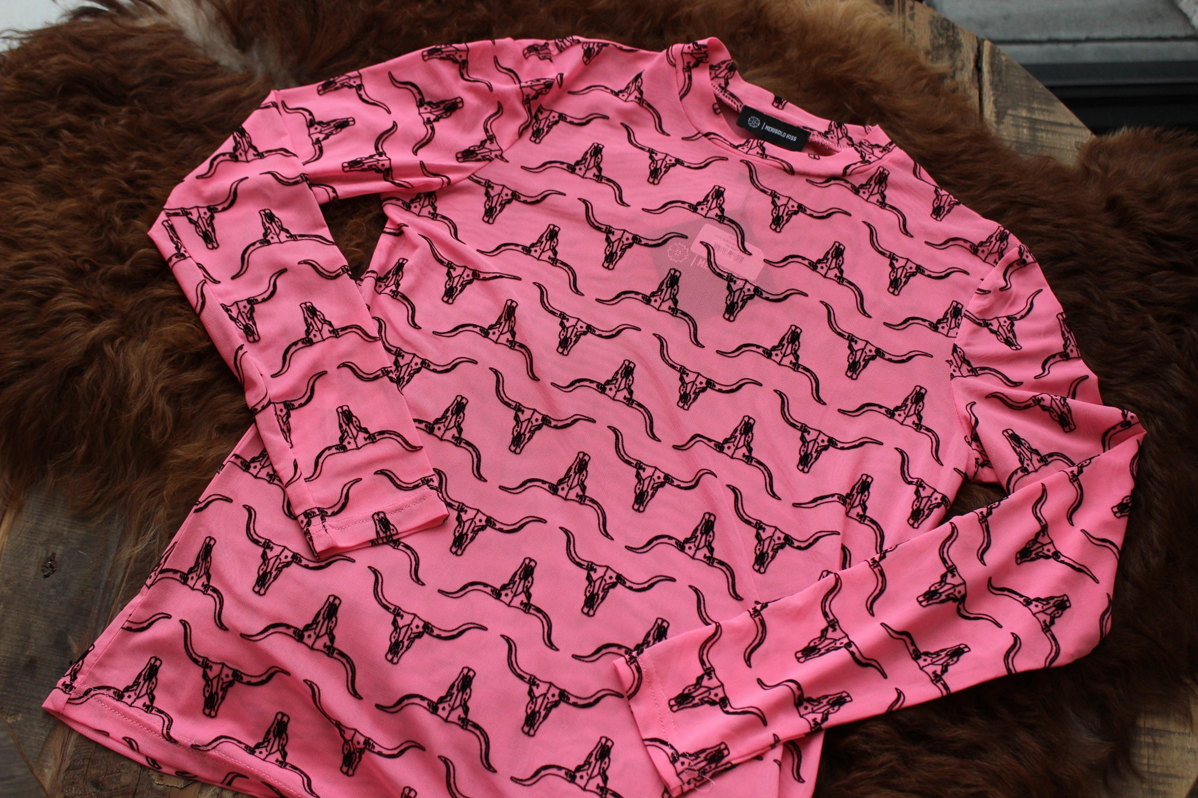 Pink Bullskull Mesh Shirt