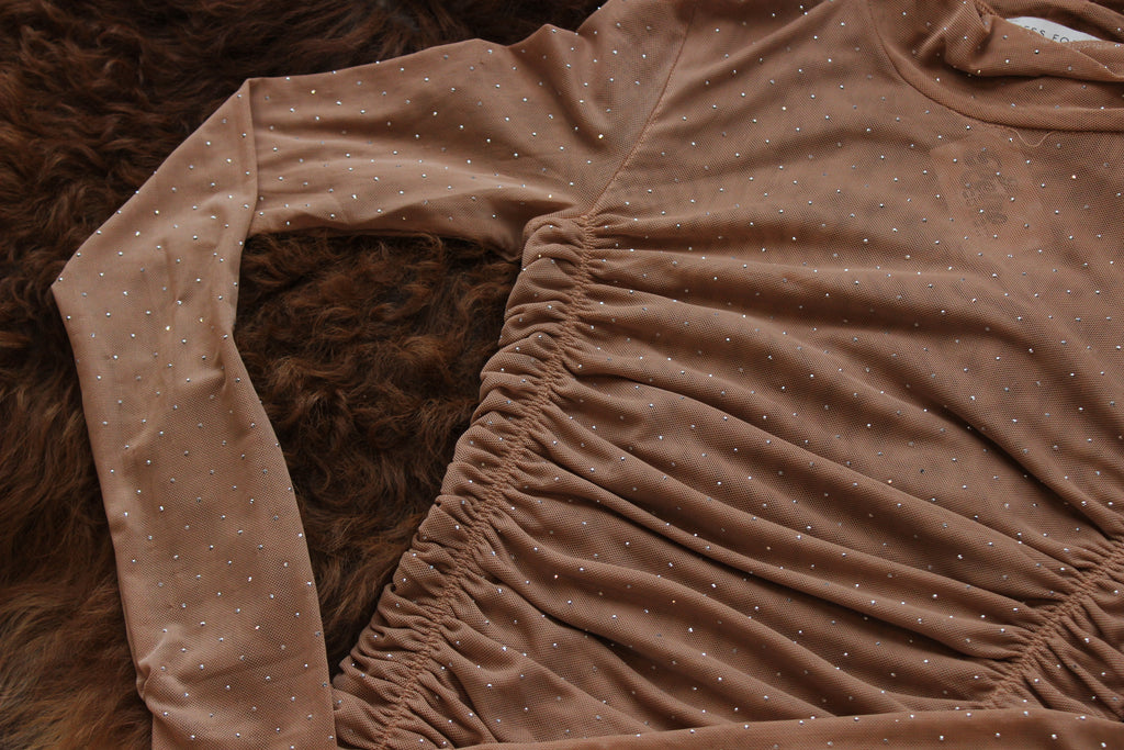 Nude Rhinestone Bodysuit