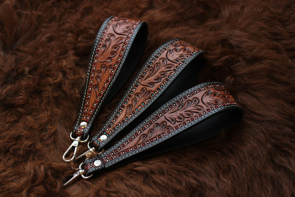 Tooled Leather Wallet Strap