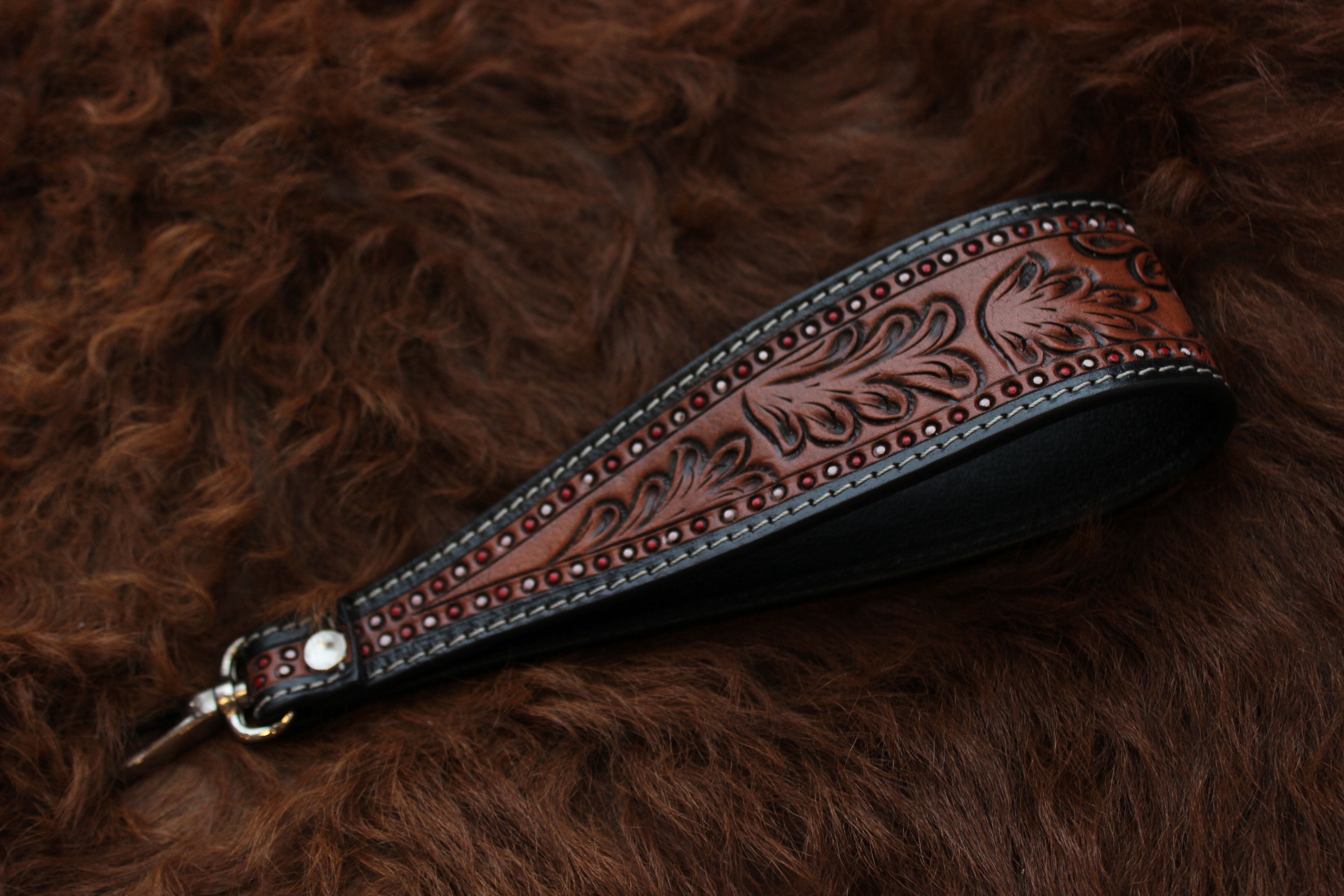 Tooled Leather Wallet Strap