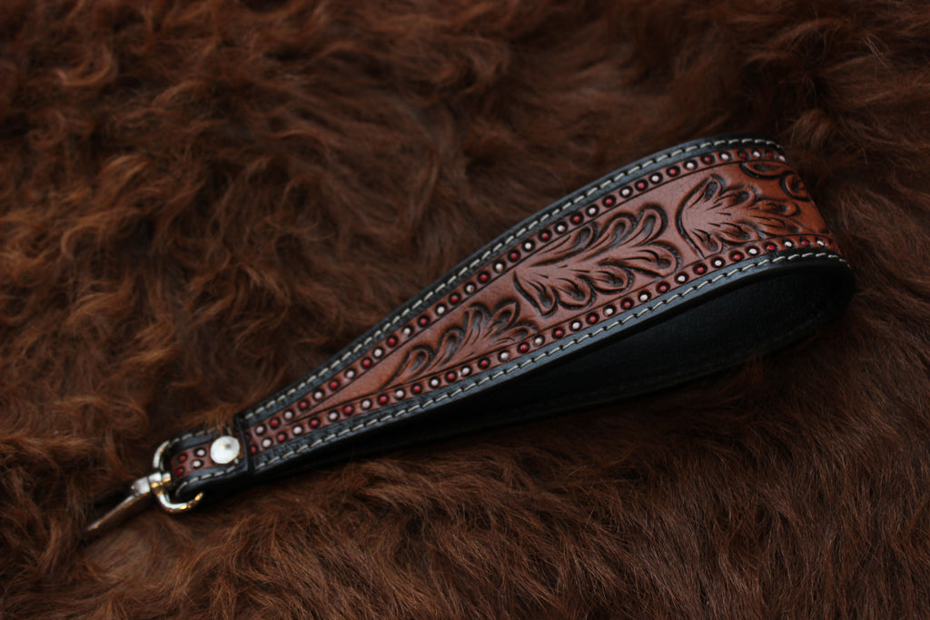Tooled Leather Wallet Strap