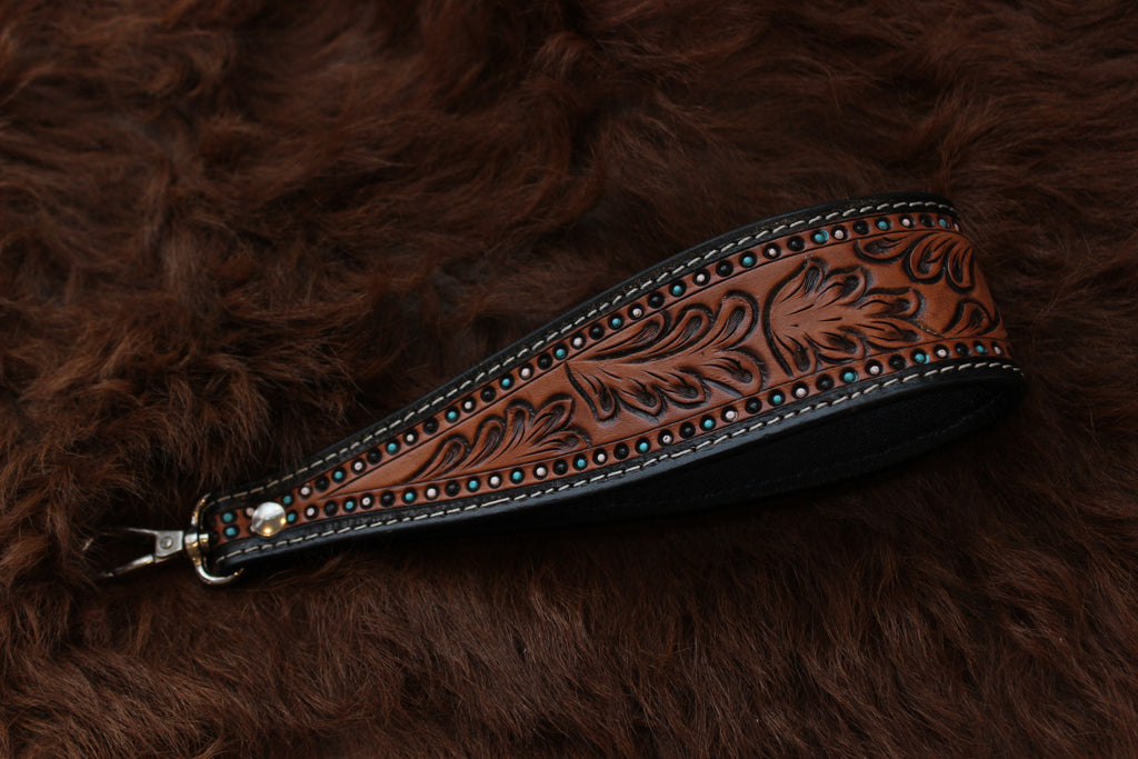 Tooled Leather Wallet Strap