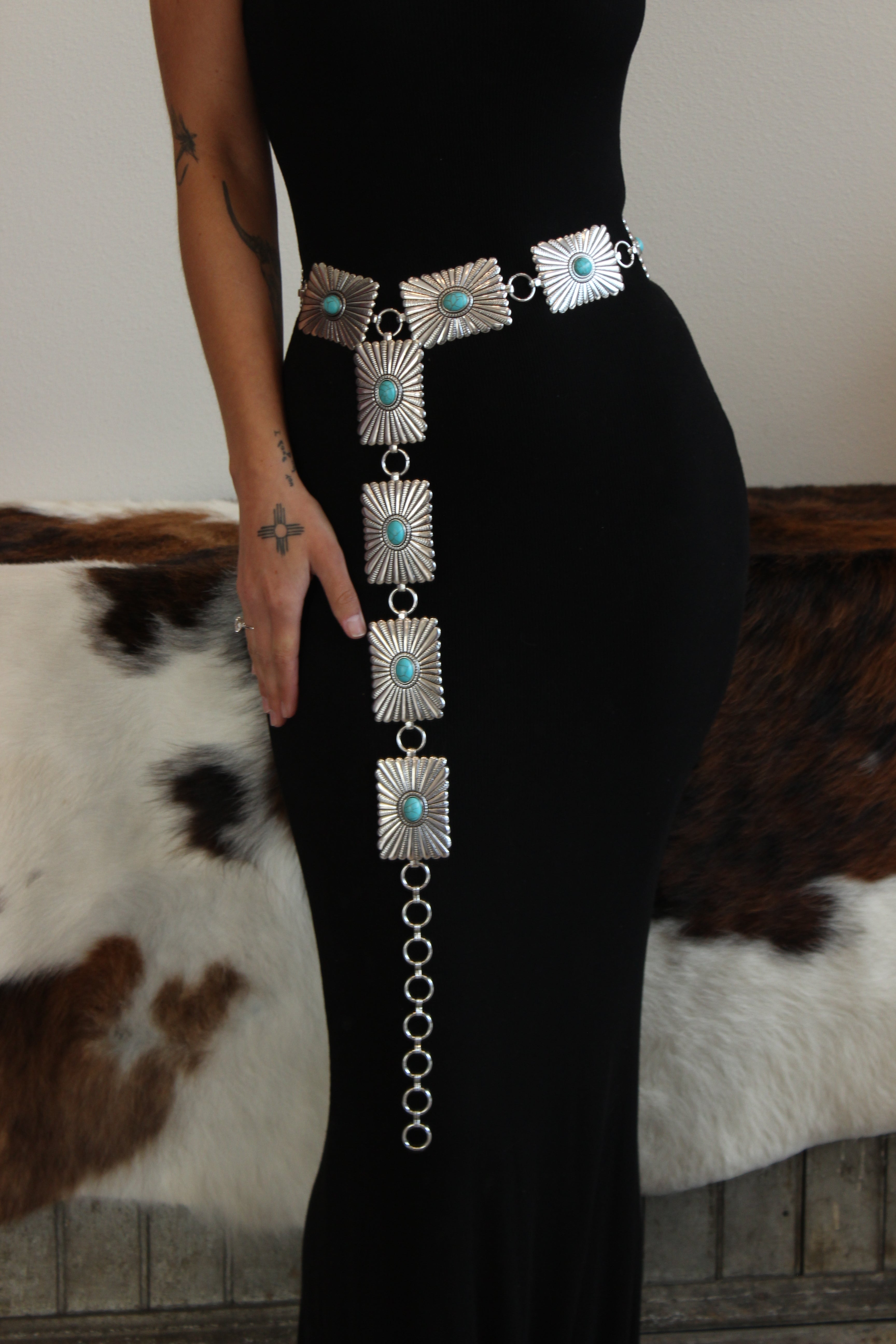 Turquoise Chain Square Belt