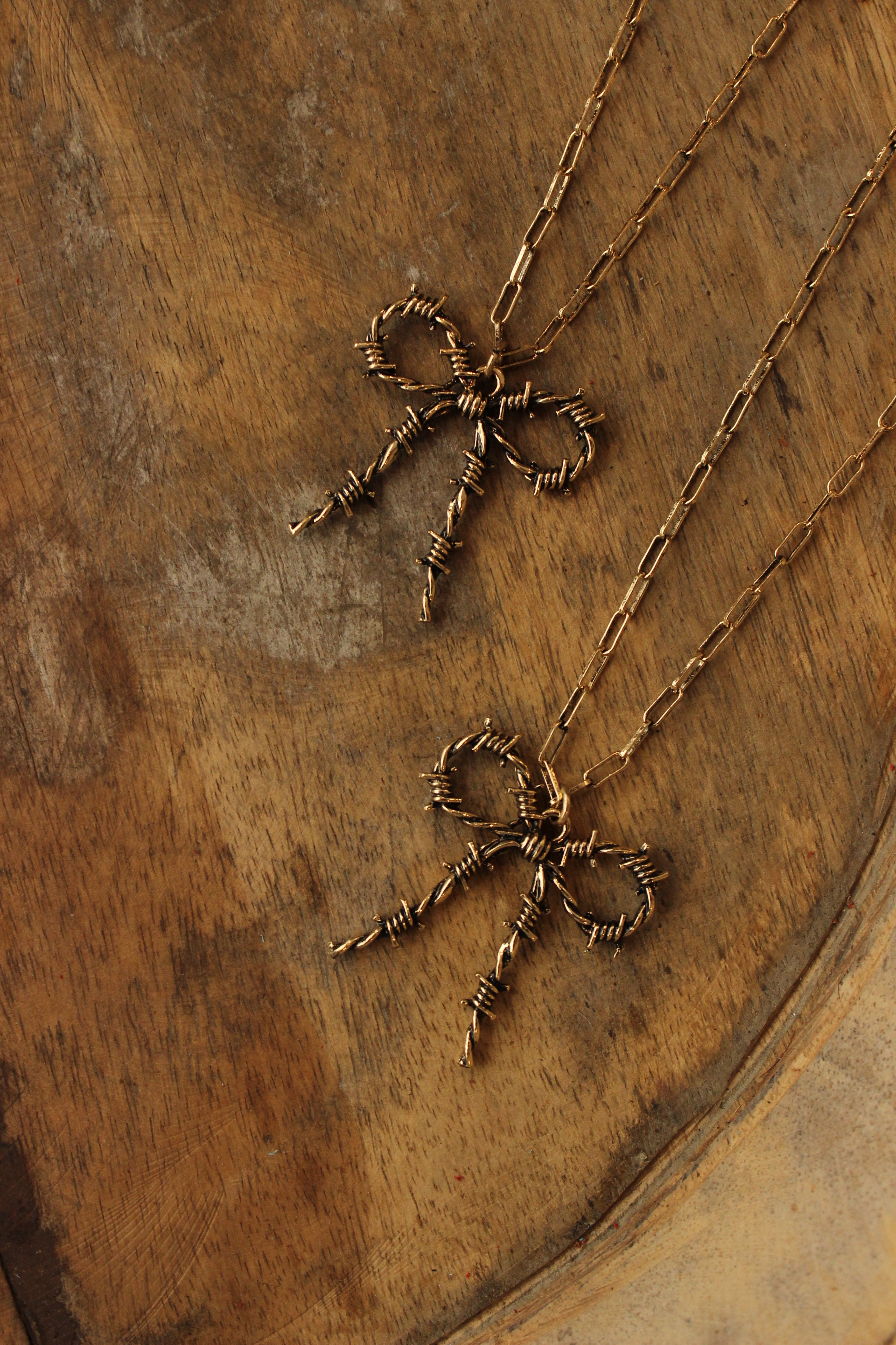 Barbed Wire Bow Necklace