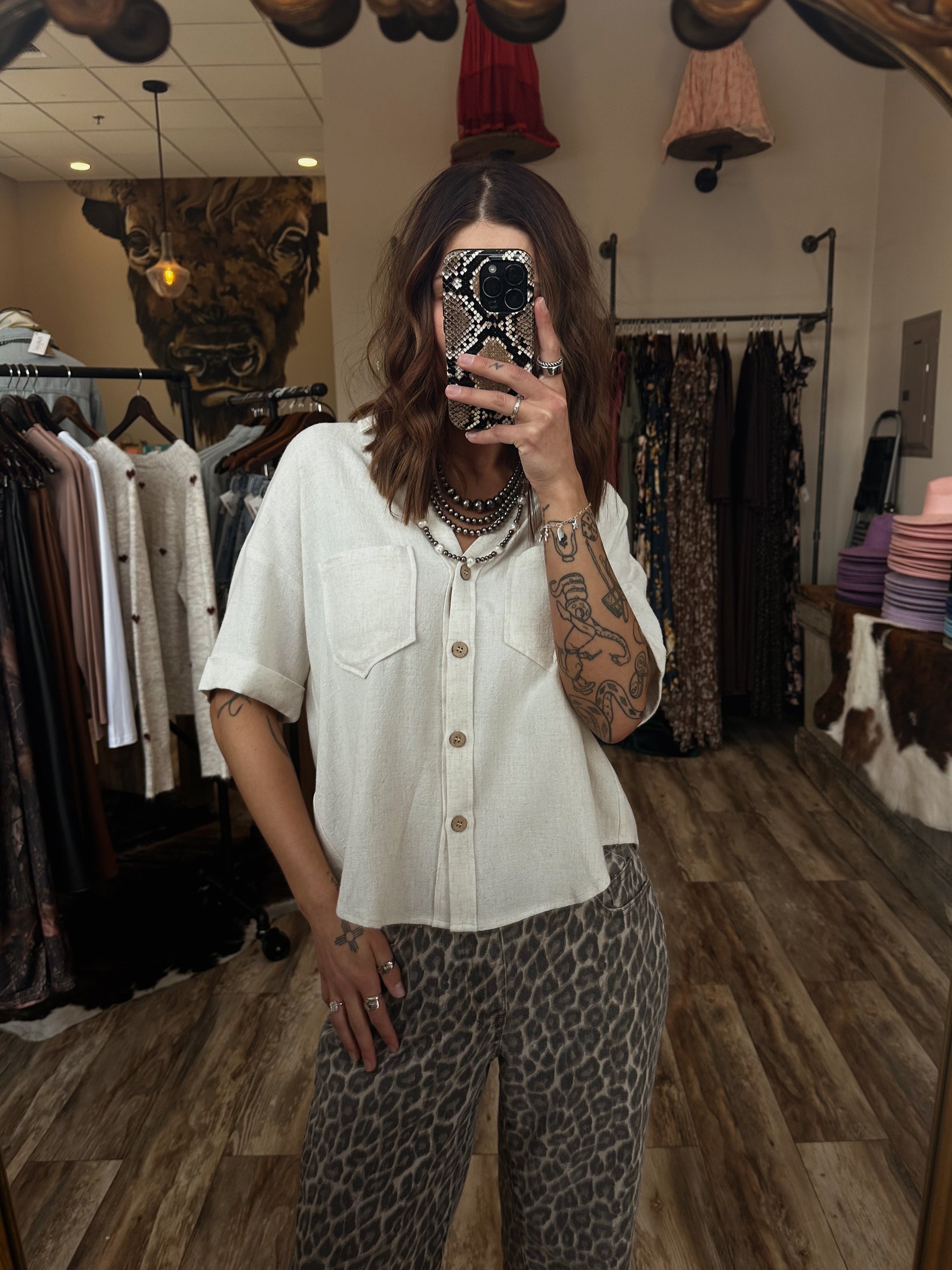 Linen Button Down Top