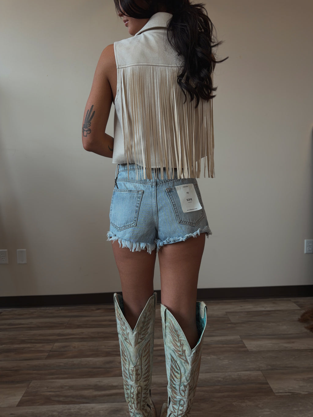 Cream Suede Fringe Vest