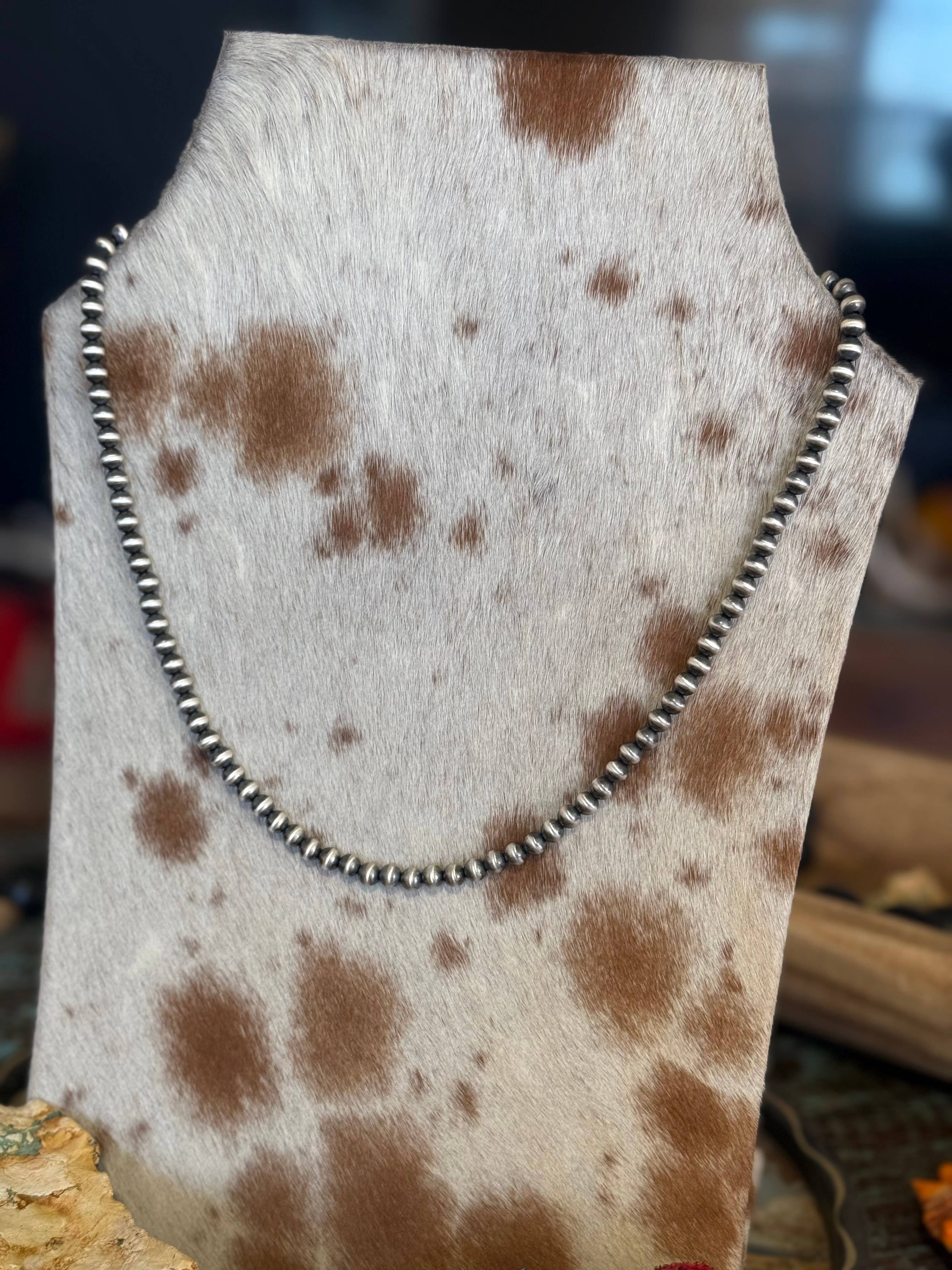 6mm Silver Sterling Beaded Necklace