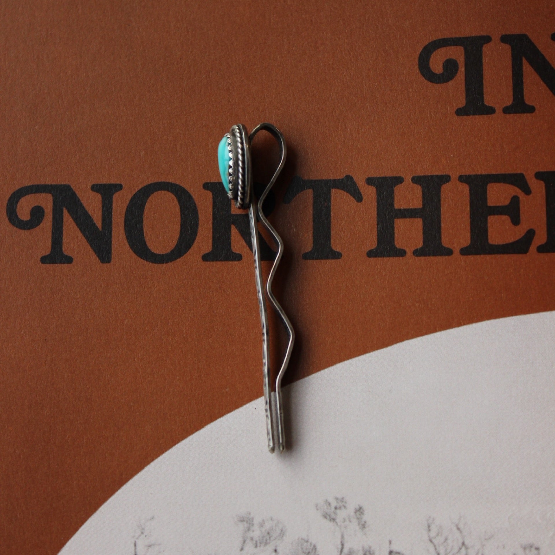 Turquoise Stamped Hair Pin