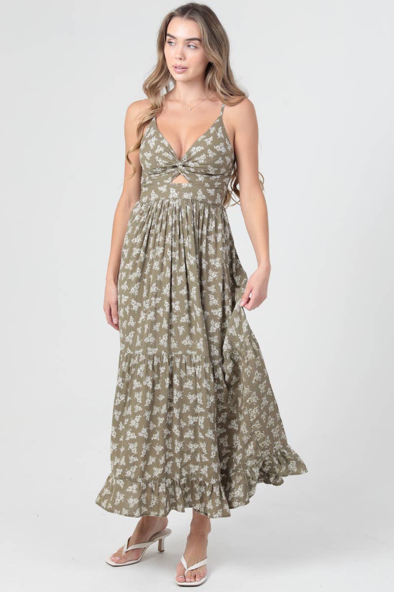 Sage Twist Front Maxi Dress