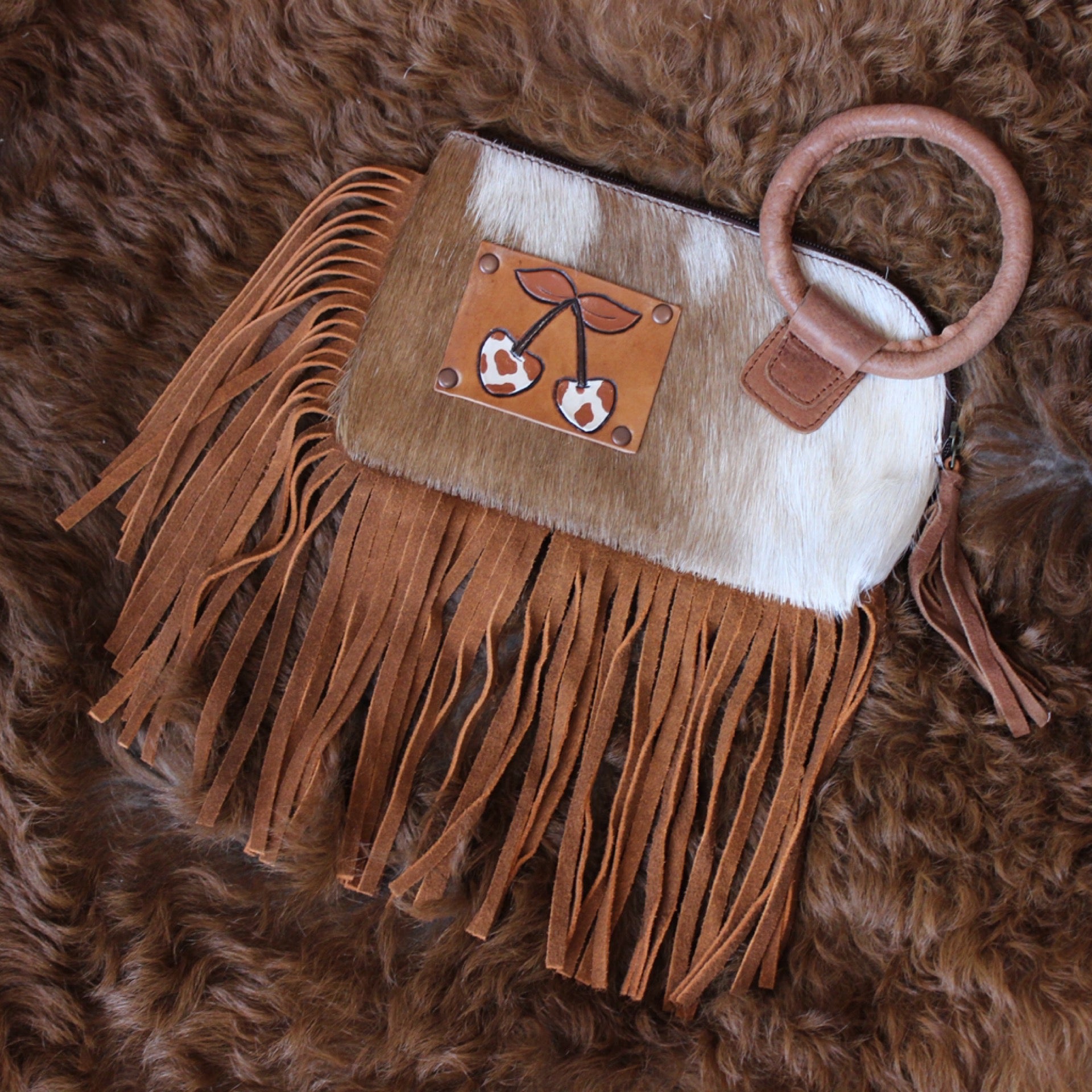 Leather & Hide Fringe Wristlet