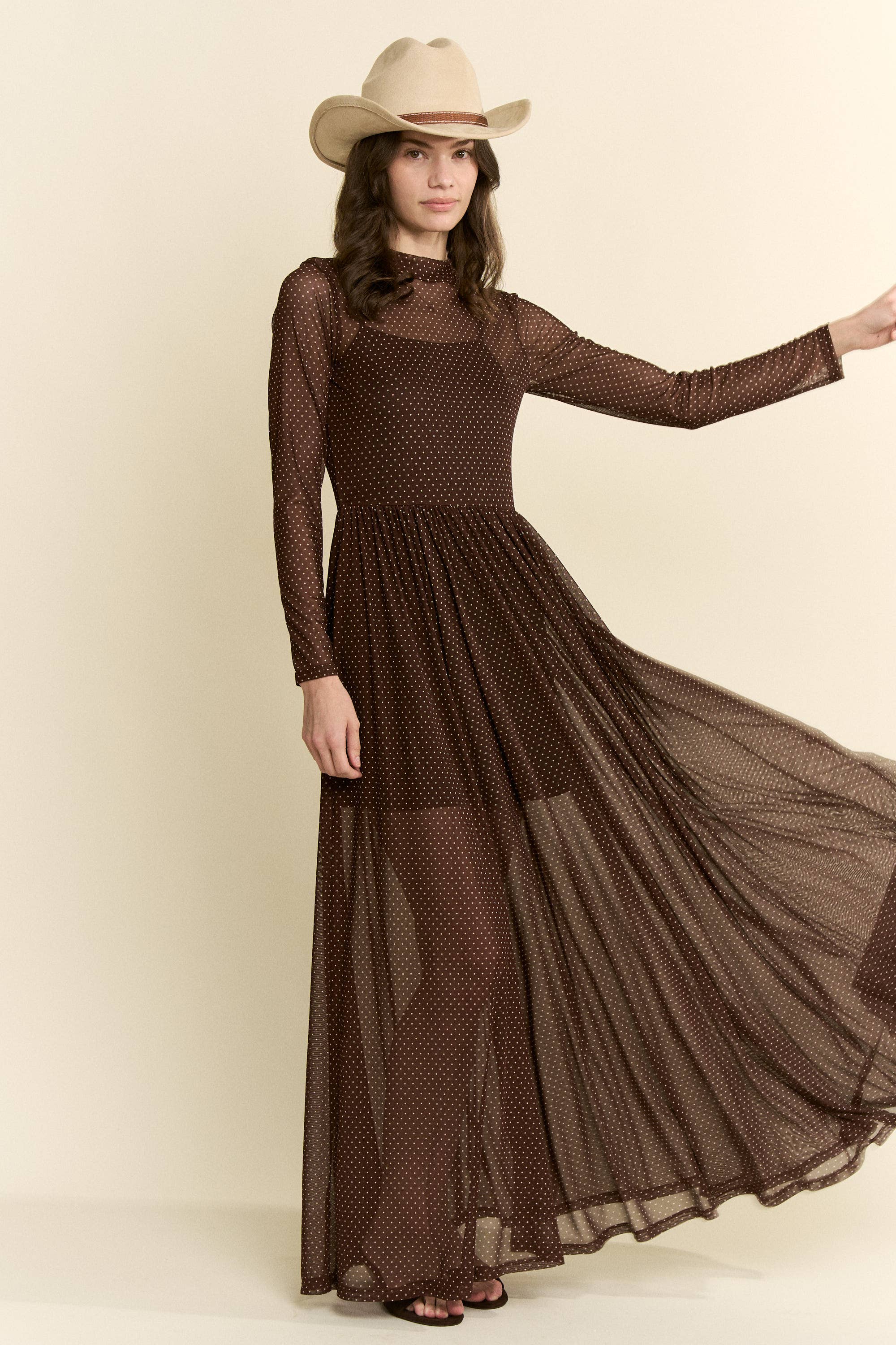Polka Dot Mesh Maxi – The Retro Cowgirl Boutique Polka Dot Mesh Maxi – The Retro Cowgirl Boutique