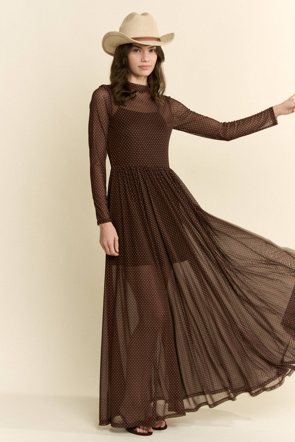 Polka Dot Mesh Maxi