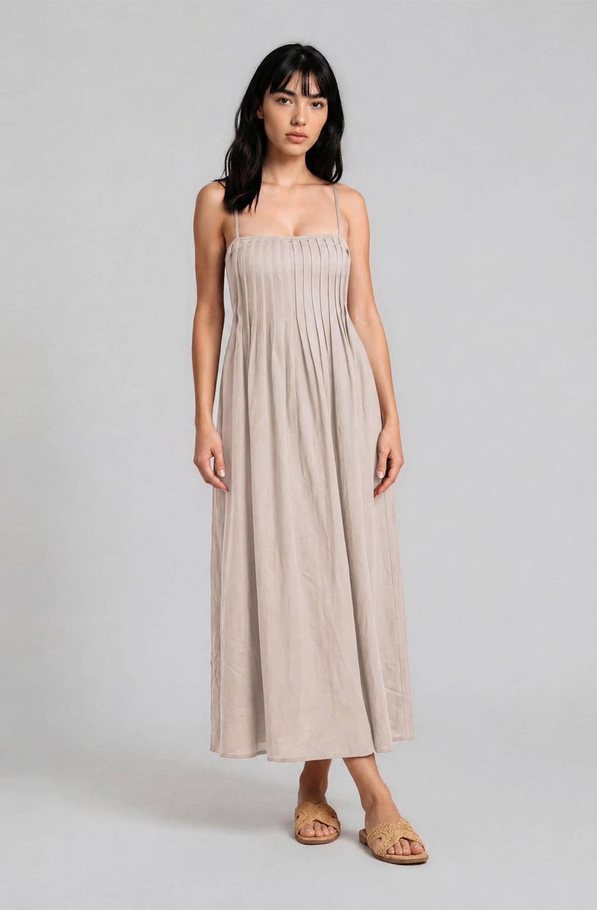 A-line Pleated Maxi Dress