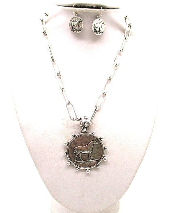 Horse Coin Necklace Set