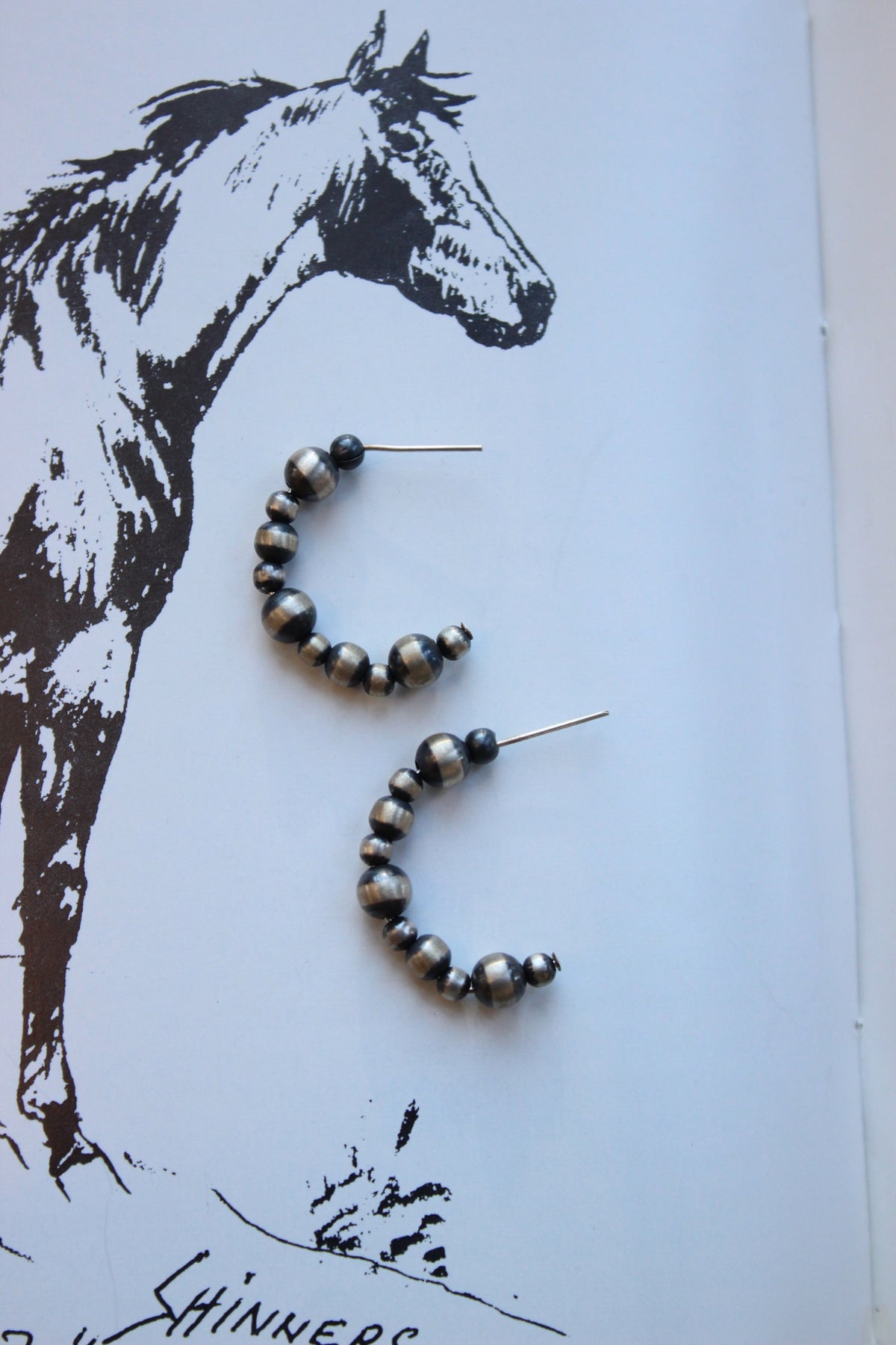 Navajo Pearl Half Hoops