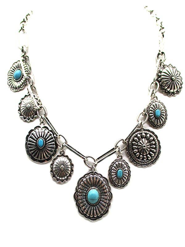 Turquoise Concho Charm Necklace